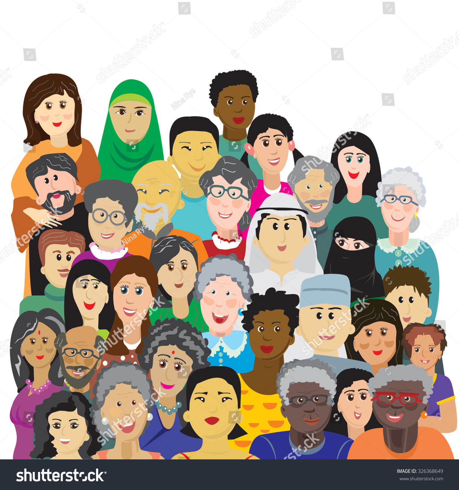 Vector illustration of a large group of people - Royalty Free Stock ...