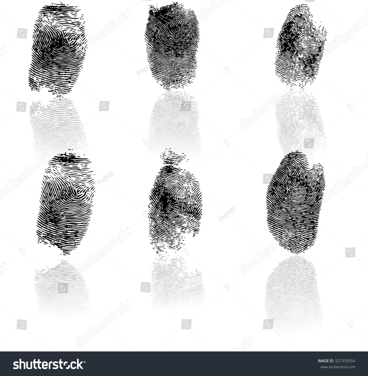Set of fingerprints, vector illustration isolated on white #327333554