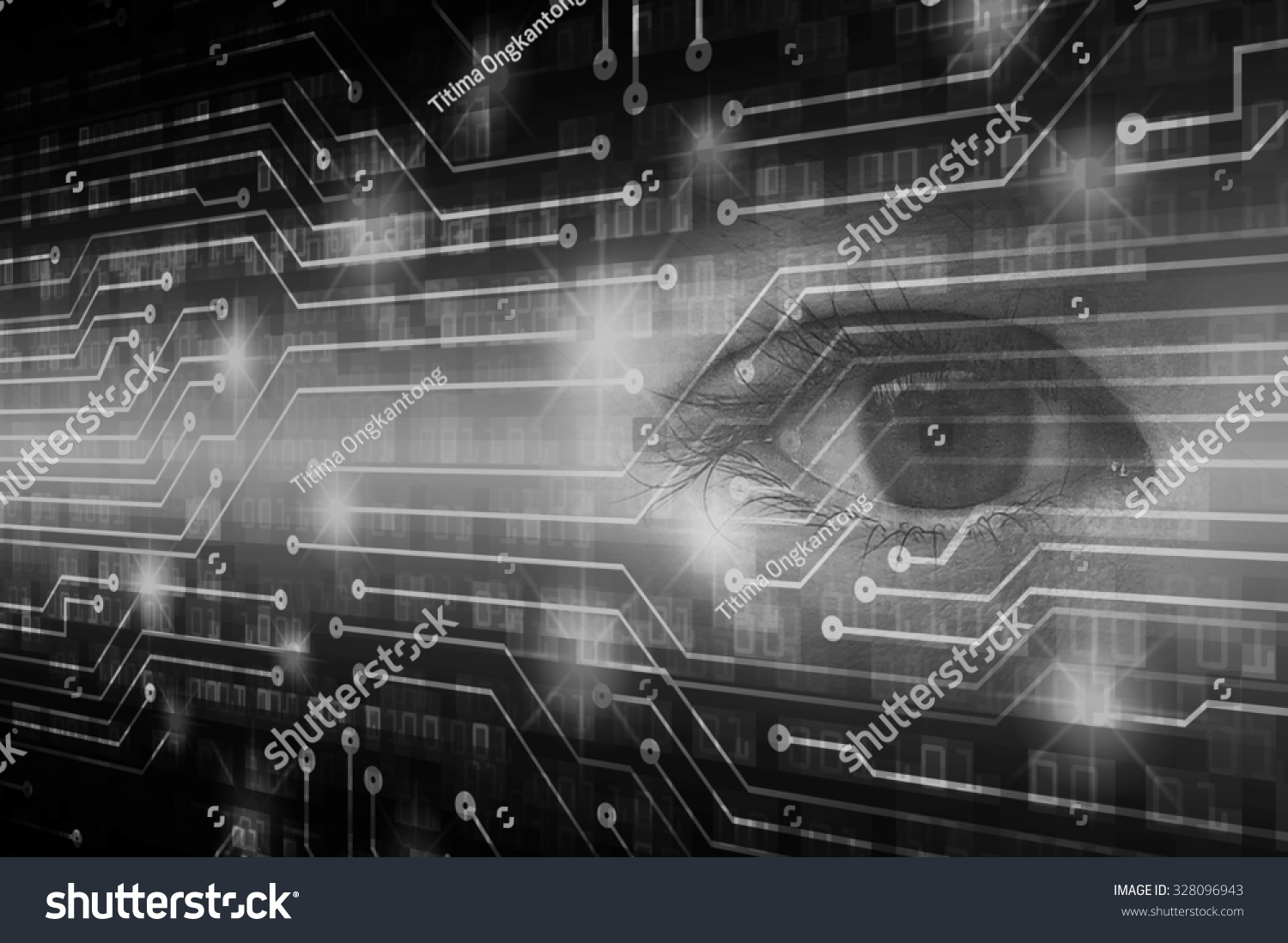 dark black illustration of technology internet network computer background with binary number, style background. infographics. Information. motion blur. pixel. Binary digit. number. eye #328096943