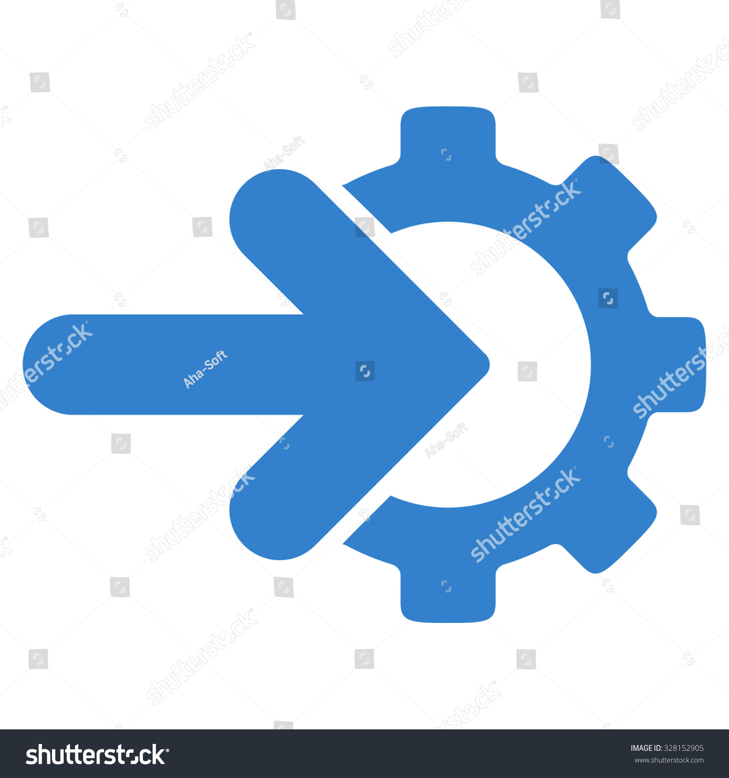 Integration vector icon. Style is flat symbol, cobalt color, rounded angles, white background. #328152905