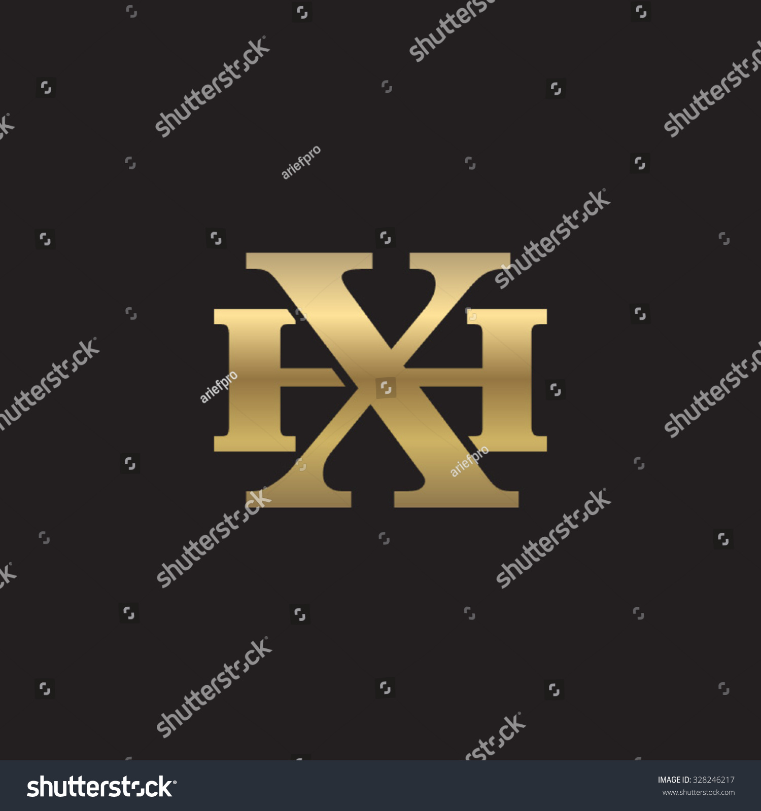 letter H and X monogram golden logo - Royalty Free Stock Vector ...