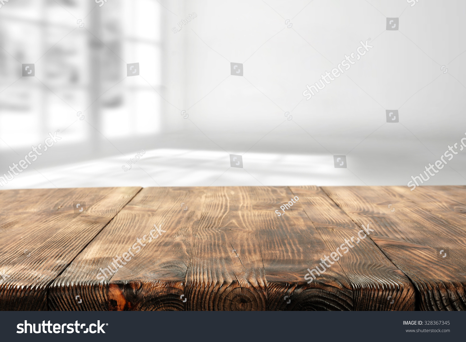 wooden table and wooden space for you  #328367345