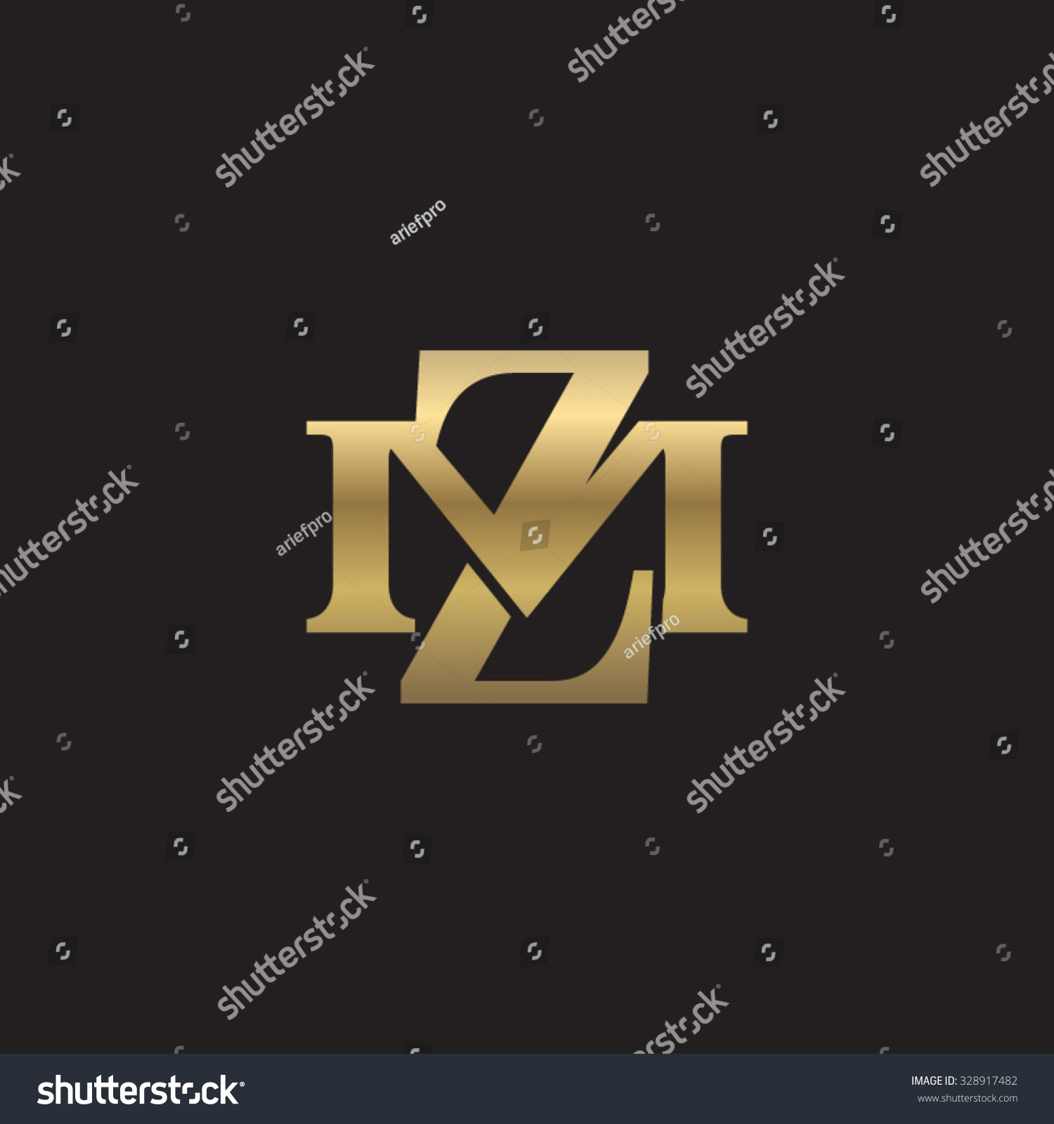 letter M and Z monogram golden logo #328917482