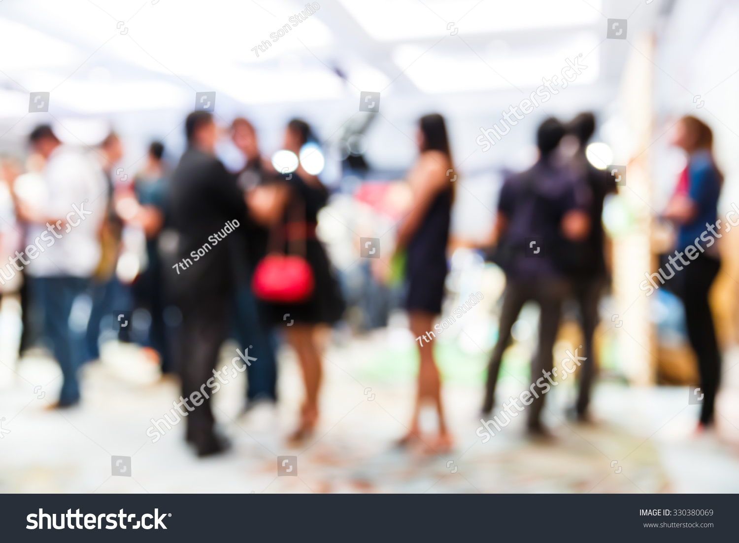 Abstract blurred people in press conference room, business concept, official new product launches #330380069