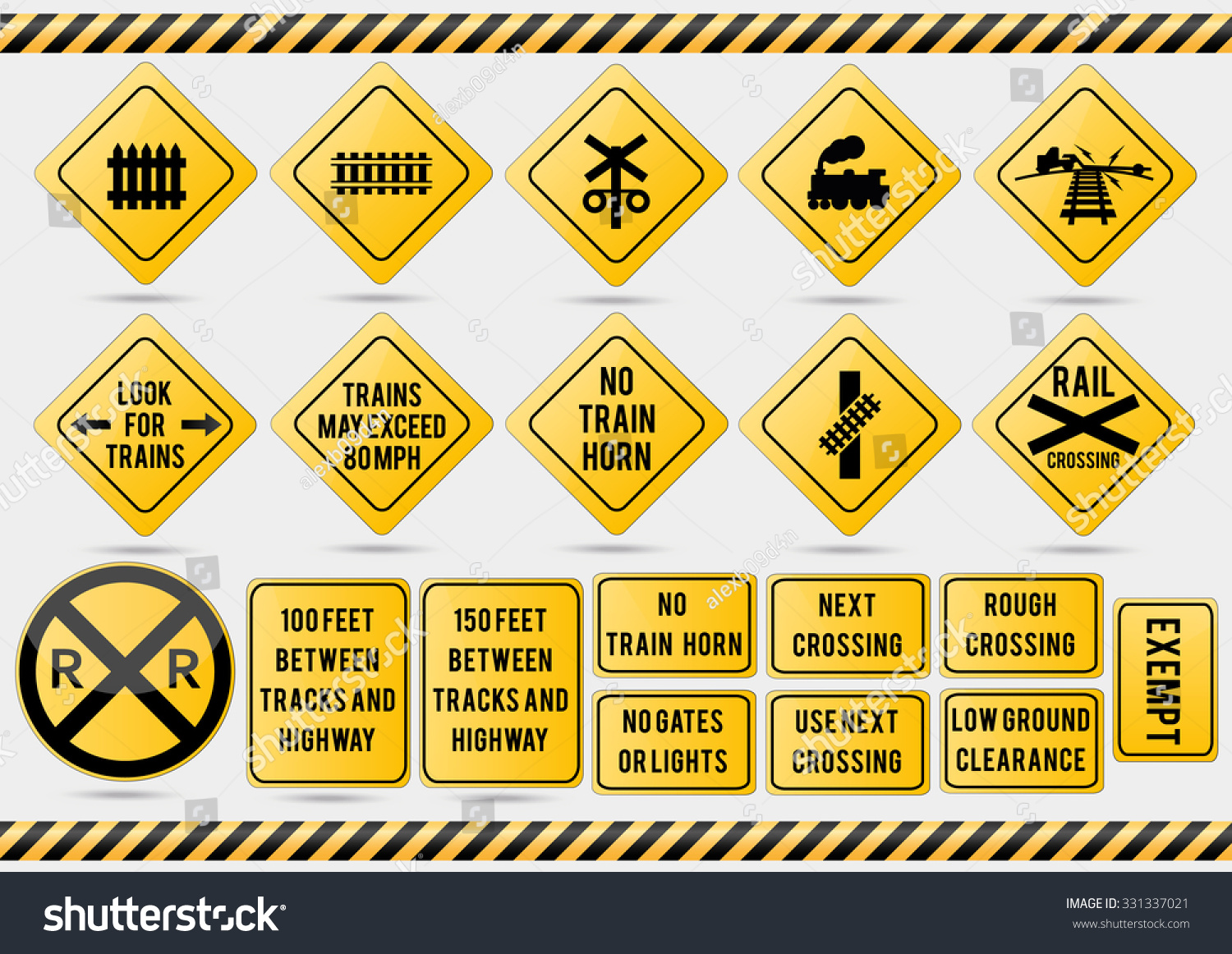 American traffic signs (railroad) - Royalty Free Stock Vector 331337021 ...