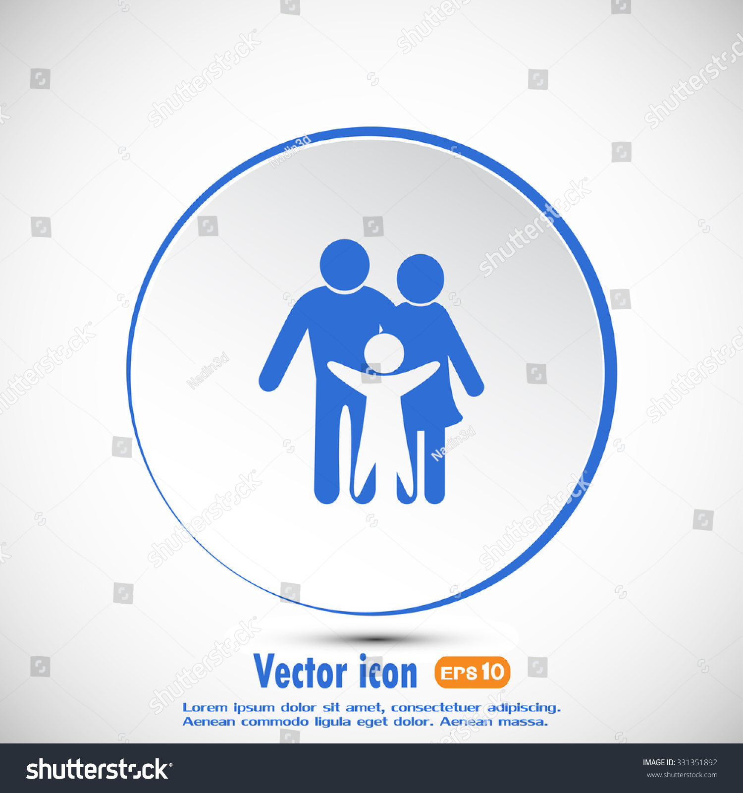 Happy Family Icon In Simple Figures, Dad, Mom - Royalty Free Stock ...