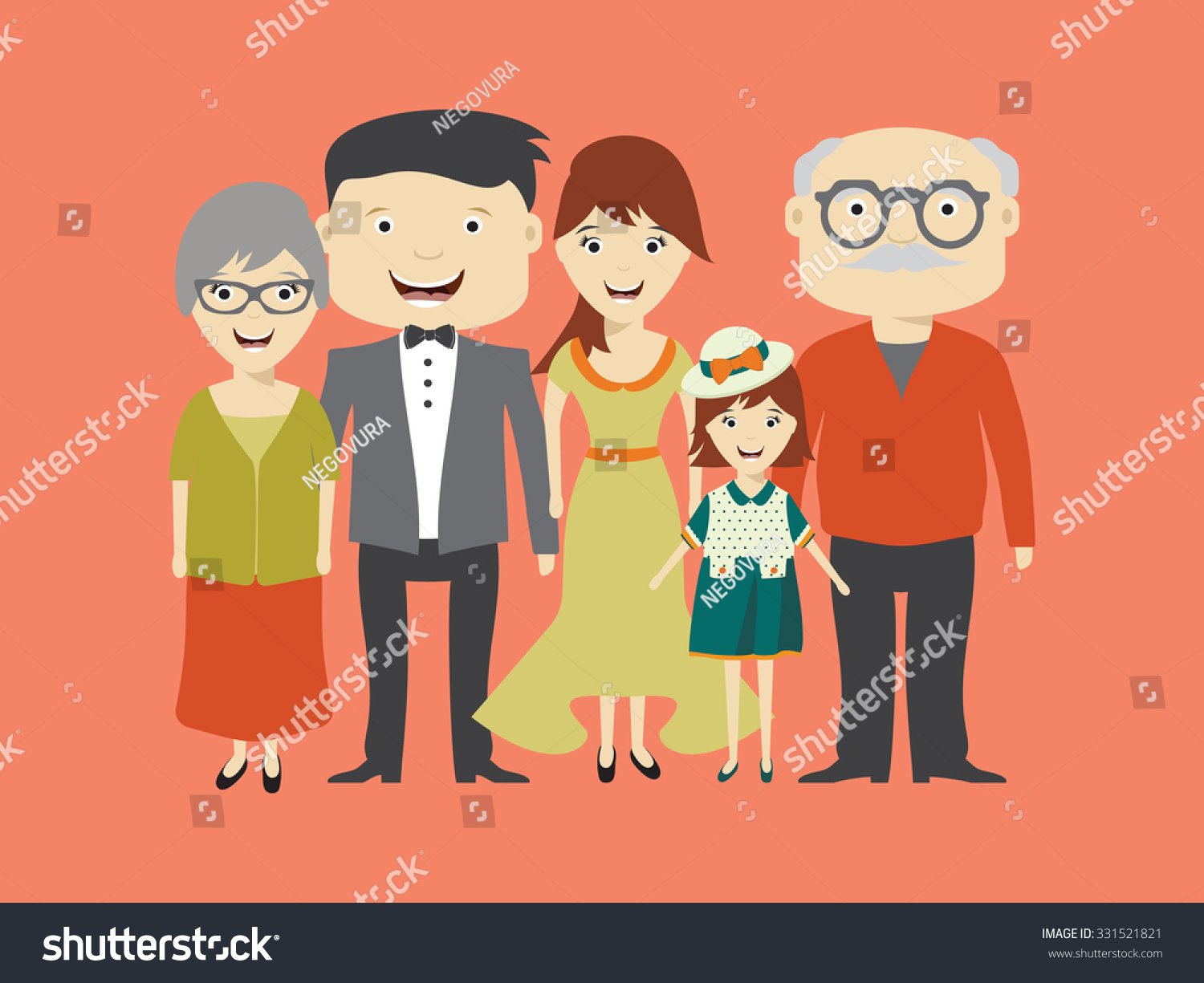 Happy family cartoon vector illustration #331521821