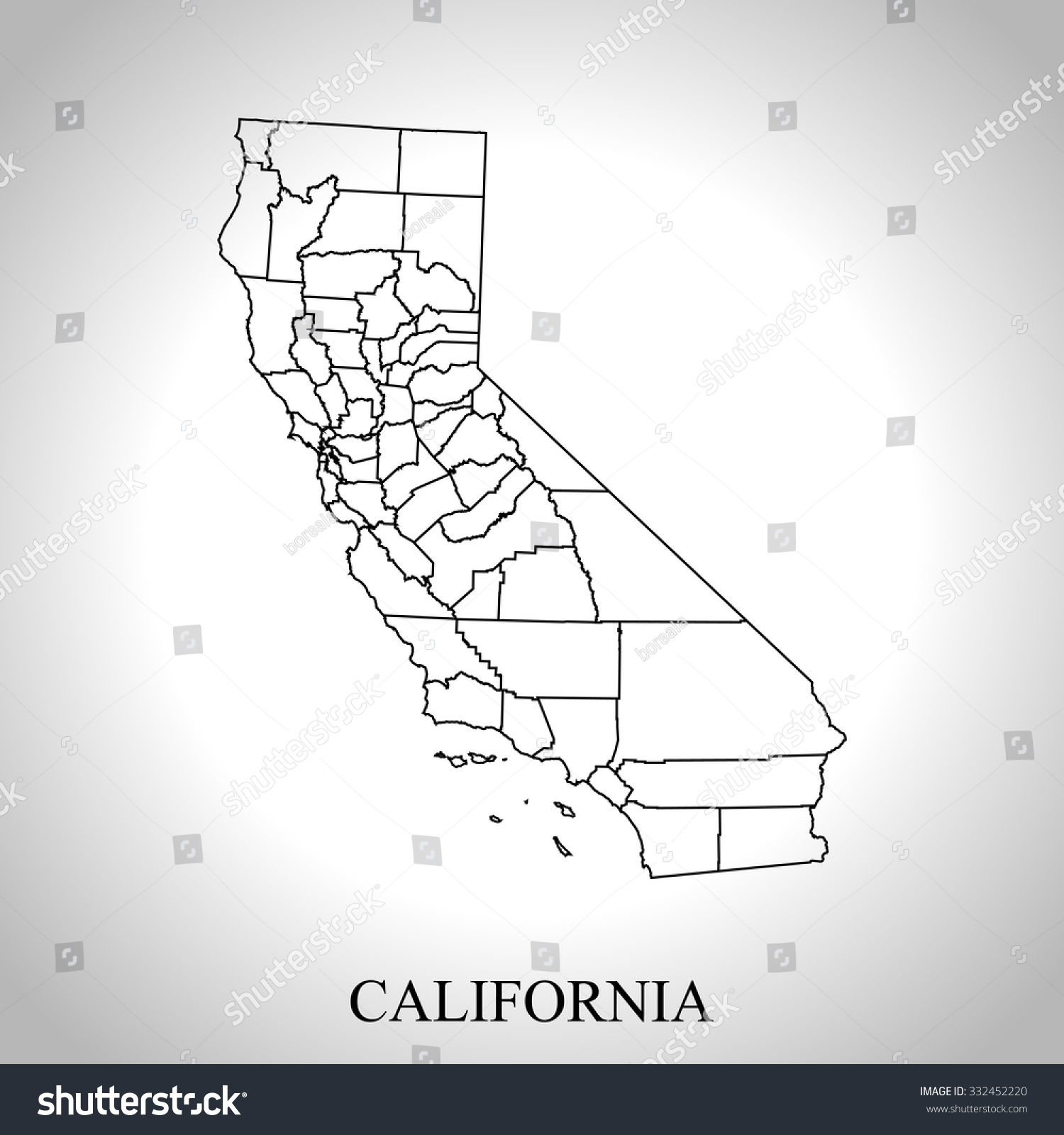 map of California - Royalty Free Stock Vector 332452220 - Avopix.com