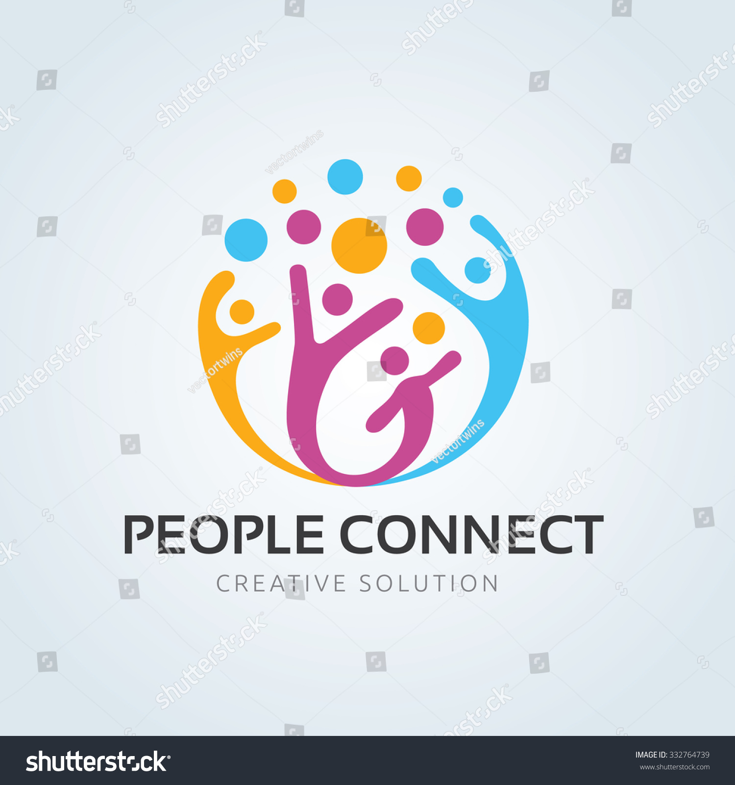 People connect logo, Communication ,family, Social Care, Kids, Sports, vector symbolic marks. #332764739