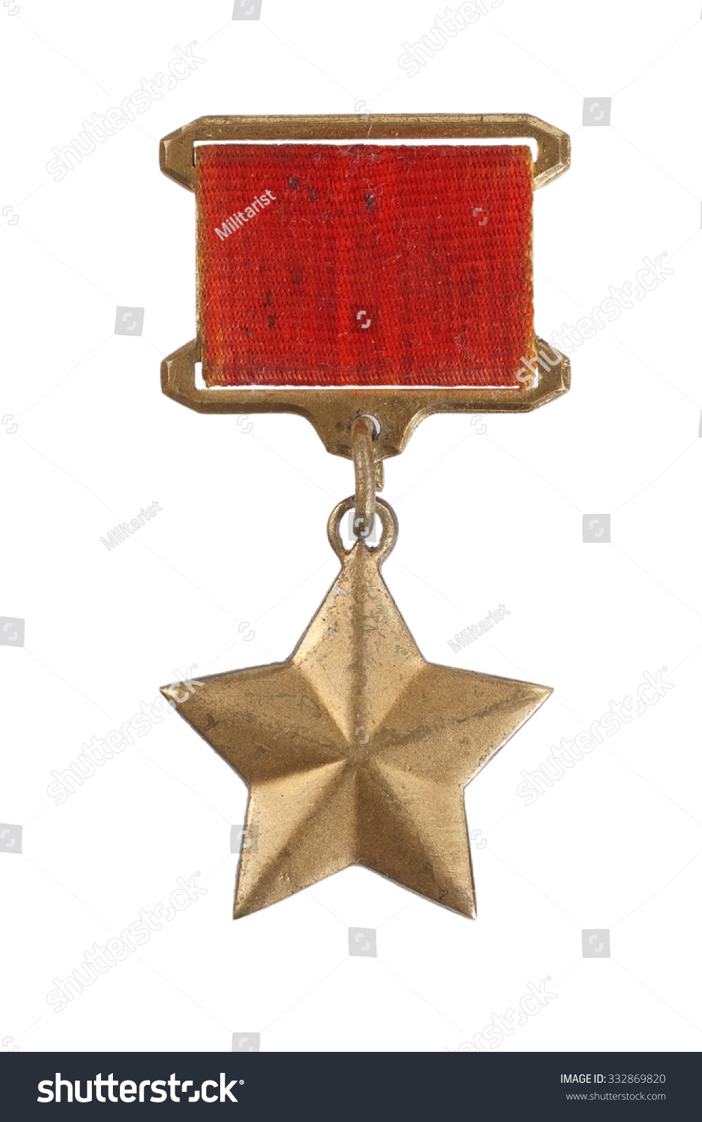The Gold Star medal is a special insignia that identifies recipients of the title "Hero" in the Soviet Union #332869820