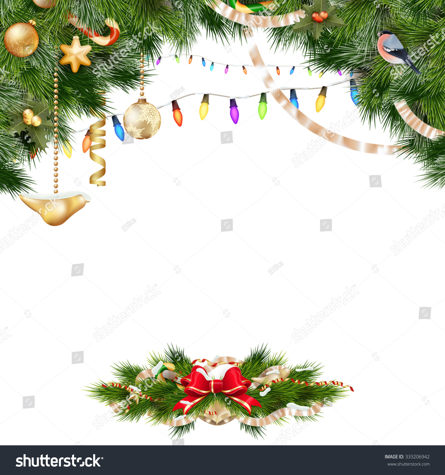 Christmas background with baubles and christmas tree. EPS 10 vector file included #333206942