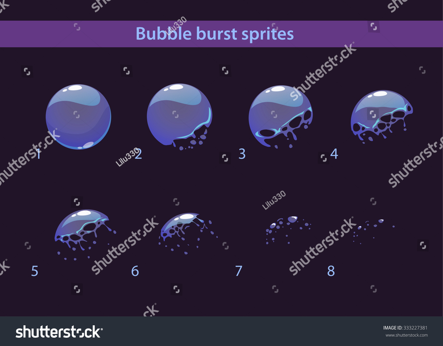 Cartoon Soap Bubble Burst Sprites Vector Frames Royalty Free Stock Vector 333227381 9800