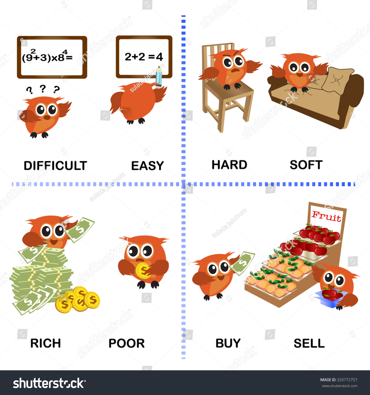 opposite word vector background for preschool Royalty Free Stock