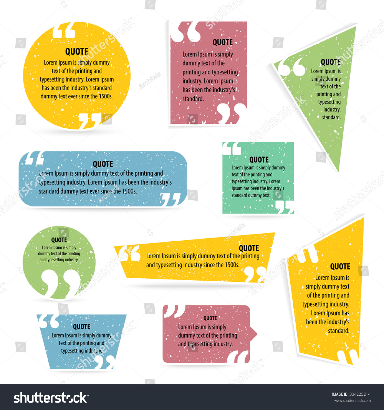 Quote shapes template set. Vector text, - Royalty Free Stock Vector 334225214 - Avopix.com