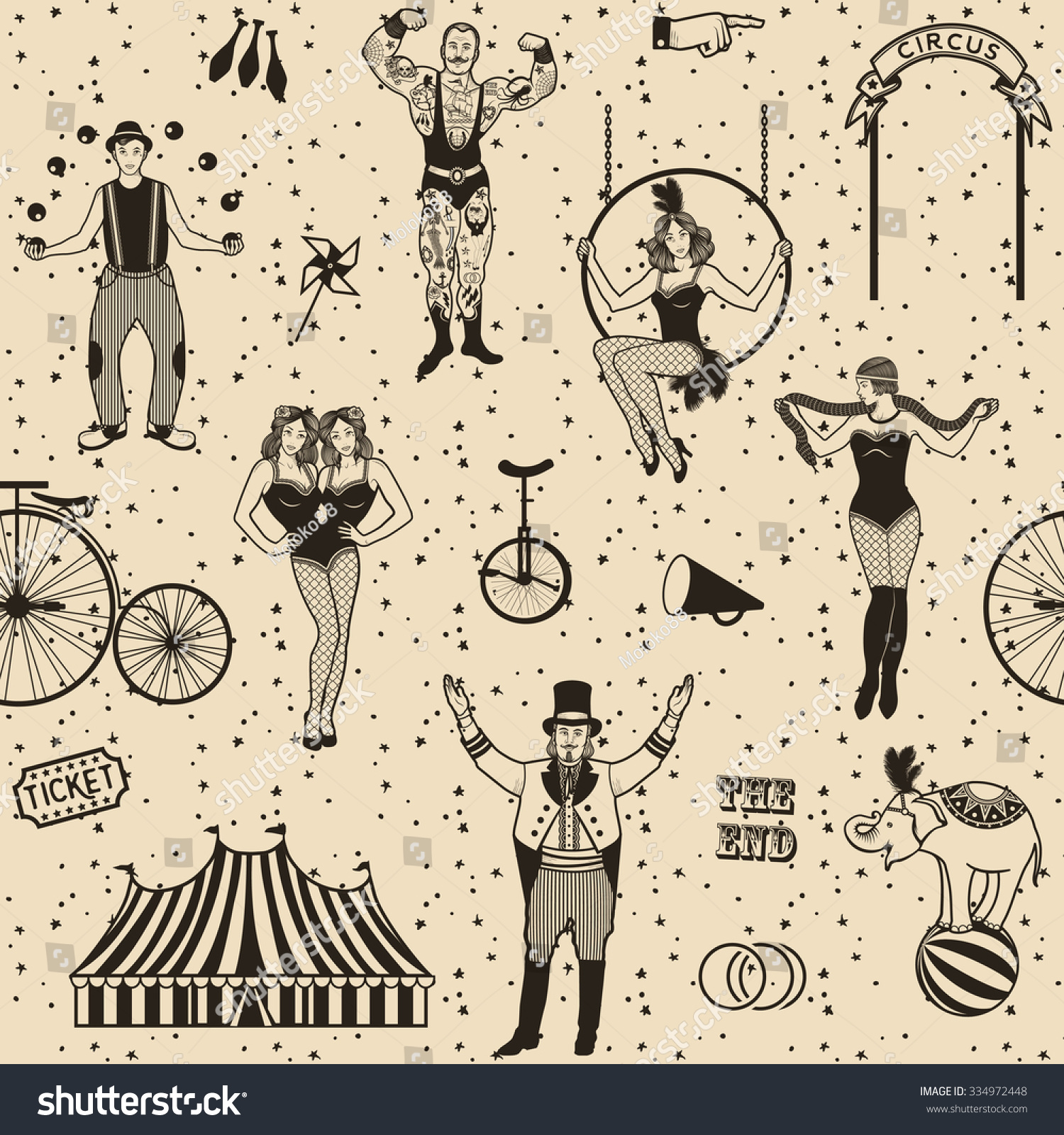 Seamless circus pattern - Royalty Free Stock Vector 334972448 - Avopix.com