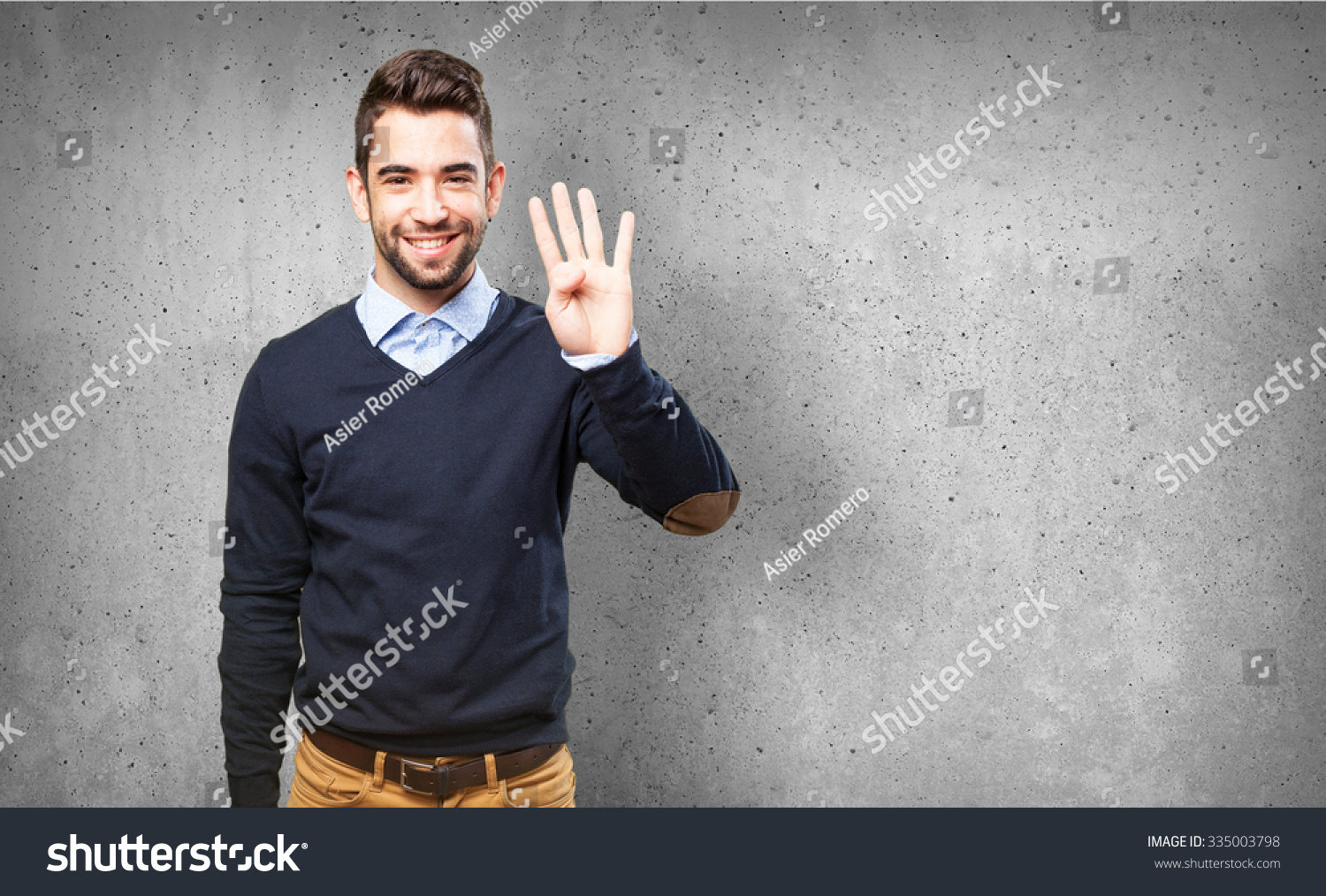 man showing number four #335003798