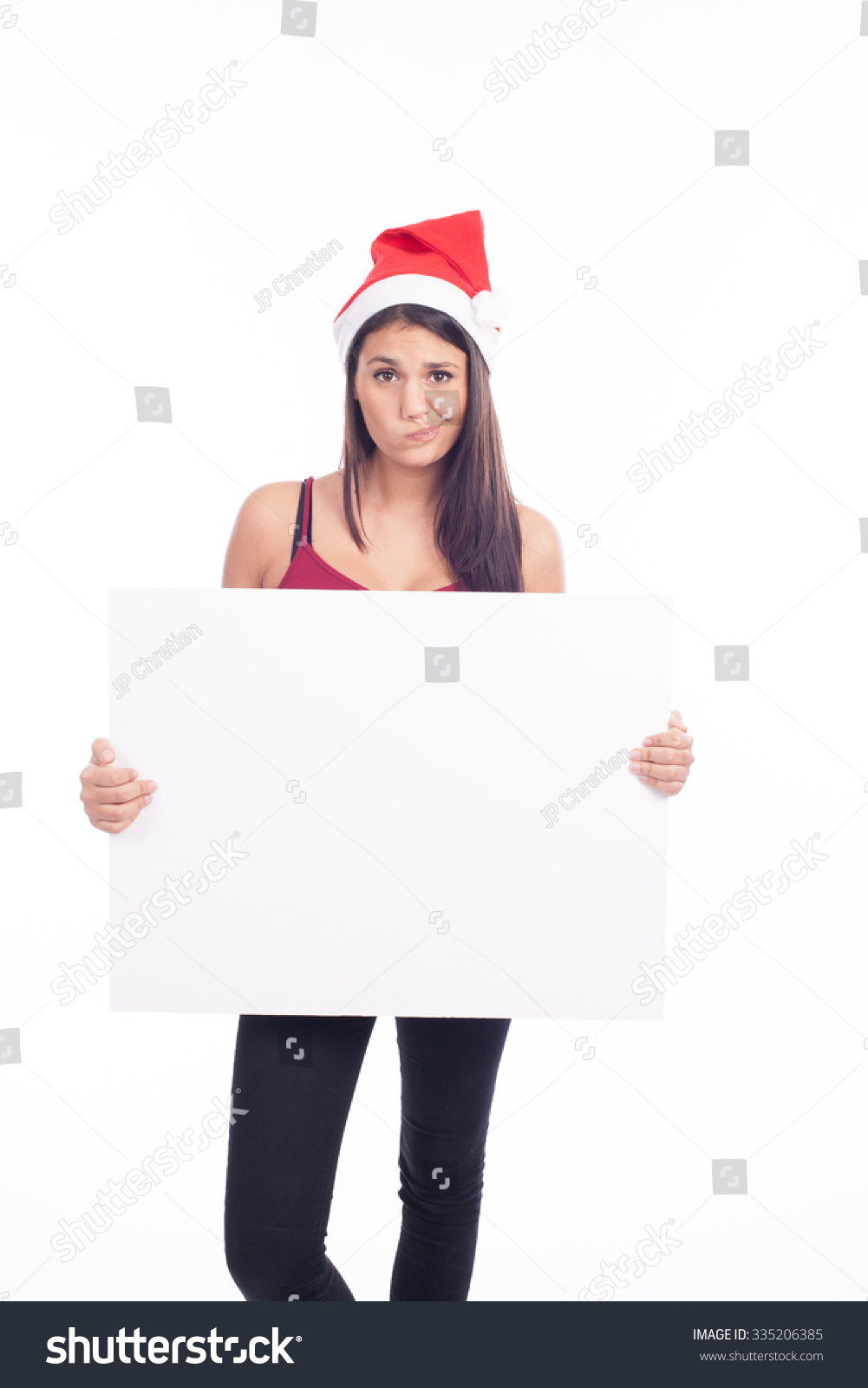 Christmas blank sign woman #335206385