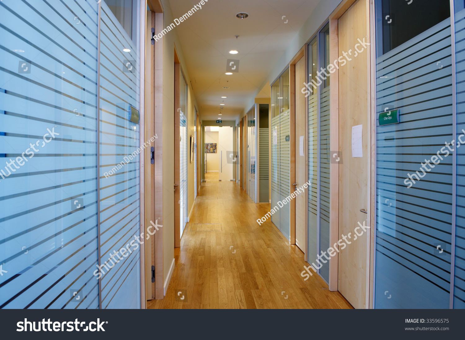 office corridor door glass partitions room business #33596575