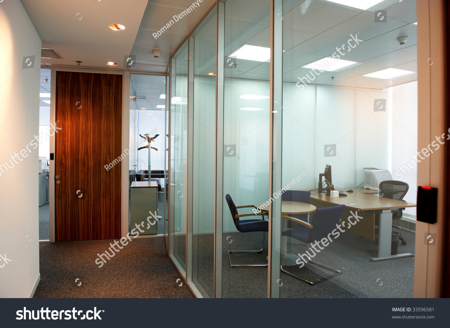 office corridor door glass partitions room business #33596581