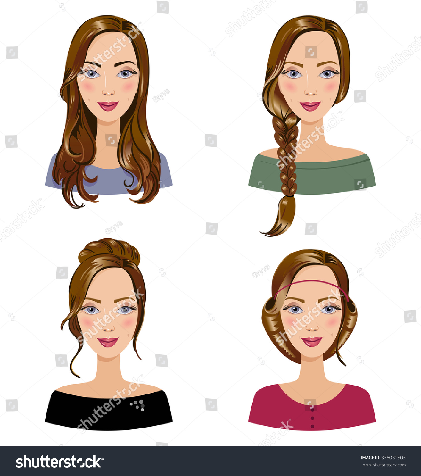 Different Types Of Female Hair Styles Set Of Royalty Free Stock