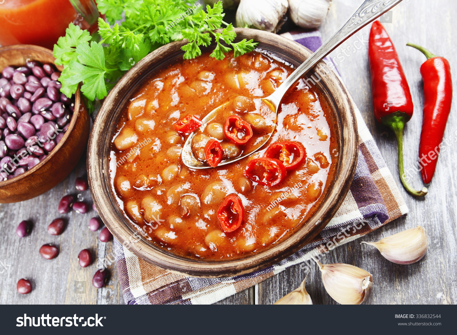 Soup with red bean and chili pepper #336832544