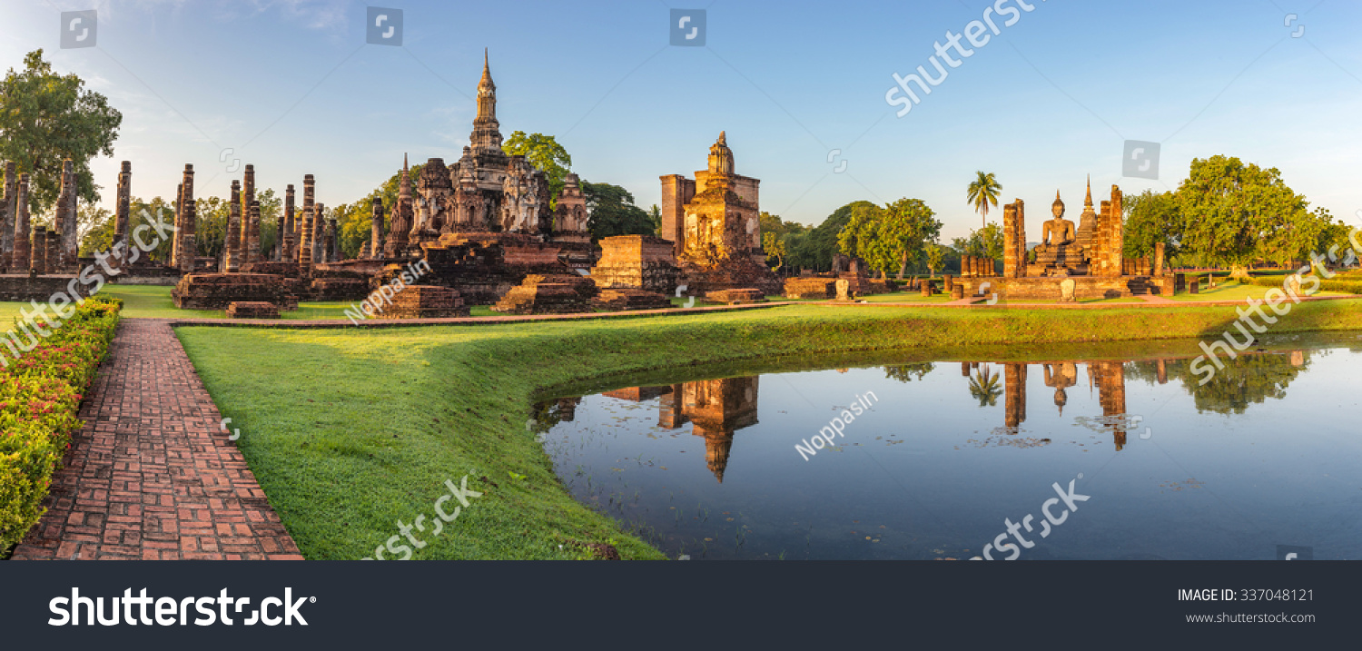 panorama of Sukhothai Historical Park, Sukhothai, Thailand #337048121