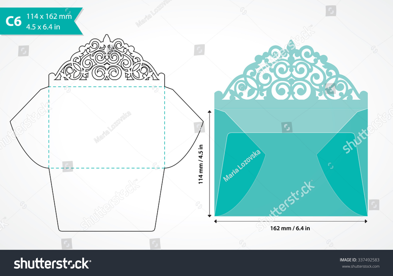 Royalty Free Die Cut Envelope Template Laser Cut 337492583 Stock Photo Avopix Com Free Die Cut Templates