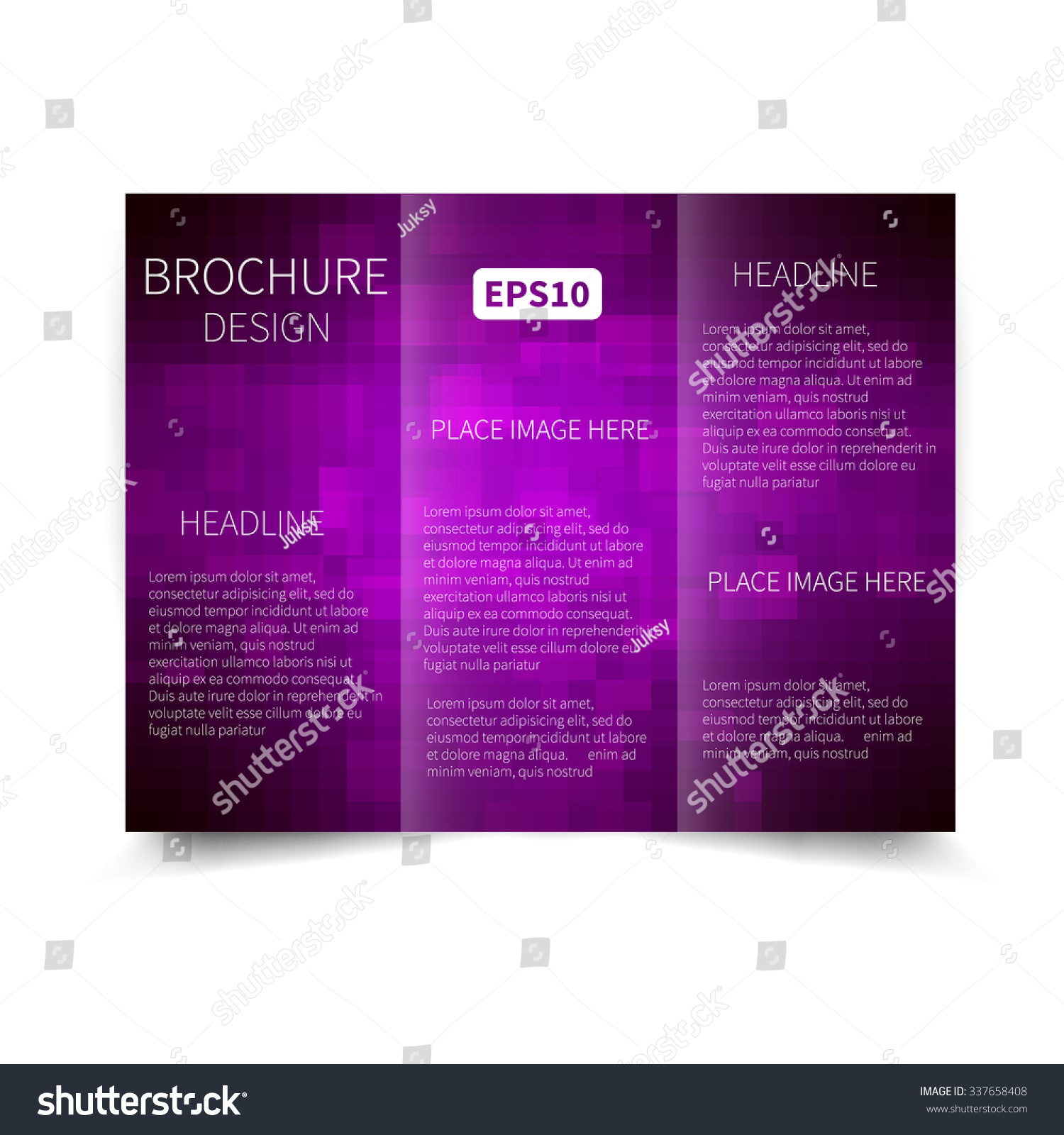 Vector Purple Tri Fold Brochure Design Template Royalty Free Stock Vector 337658408