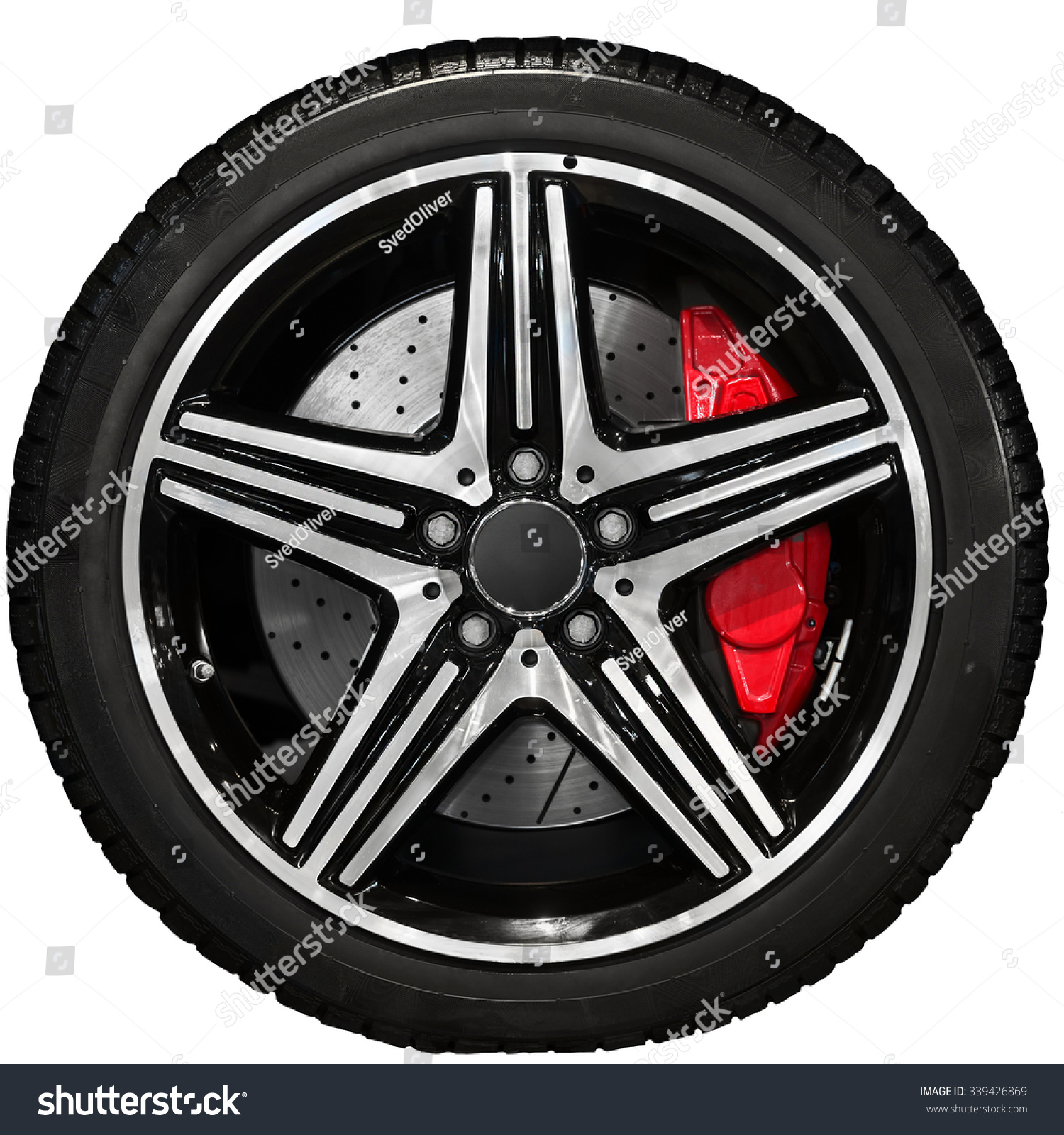New car tyre closeup photo with detail #339426869