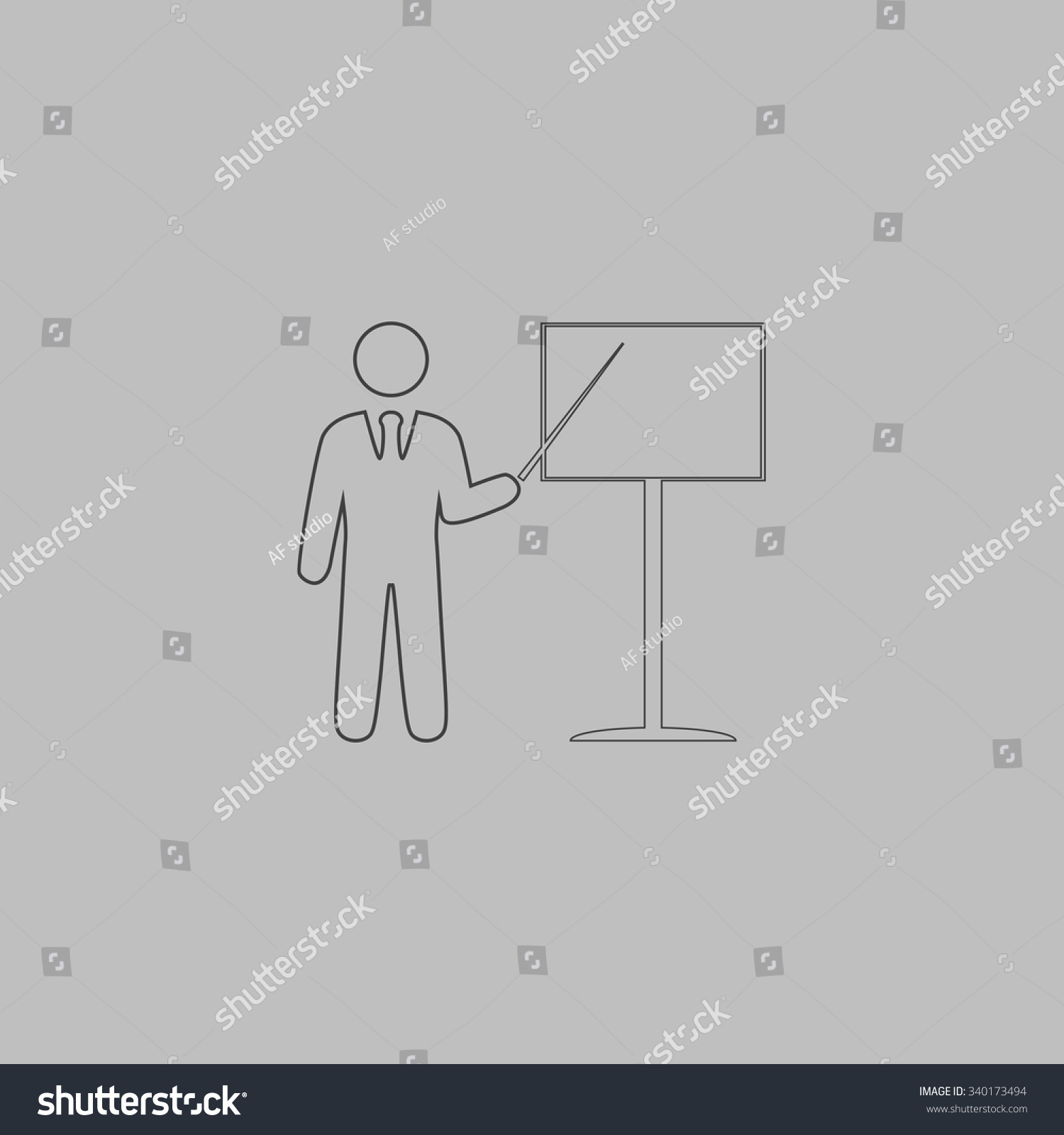 Presentation. Man standing with pointer. Outlne - Royalty Free Stock ...