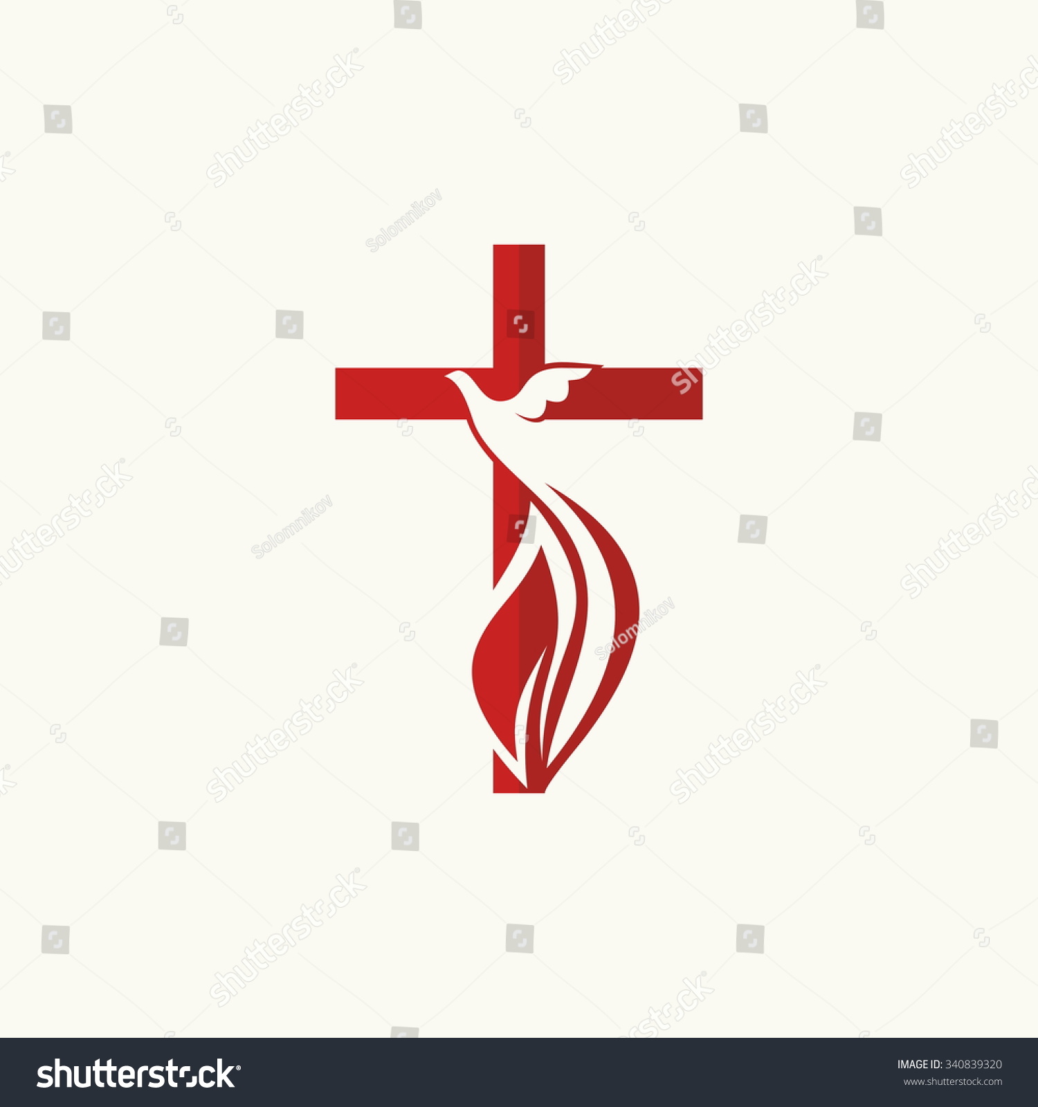 Church logo. Cross and dove, symbol of the Holy Spirit #340839320