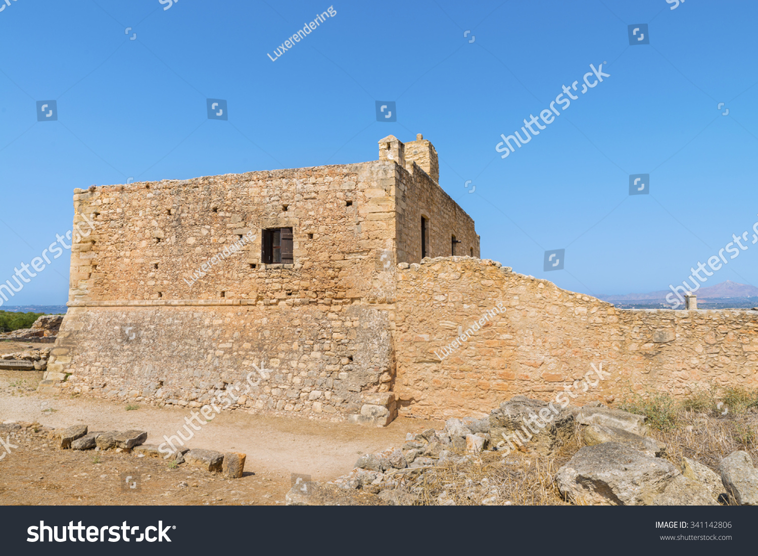 Monastery of St. John Theologian in famous ancient Aptera town at sunny summer day.District of Chania.Crete island. Greece.Europe. #341142806