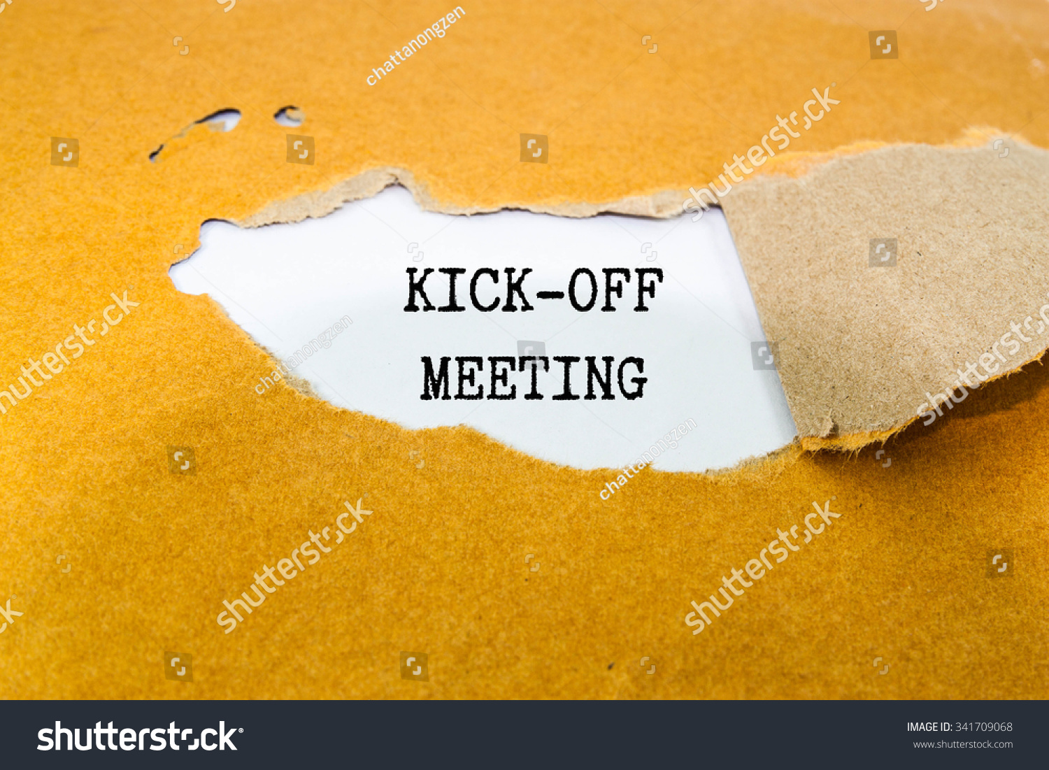  Kick-off meeting Message on brown envelope  #341709068