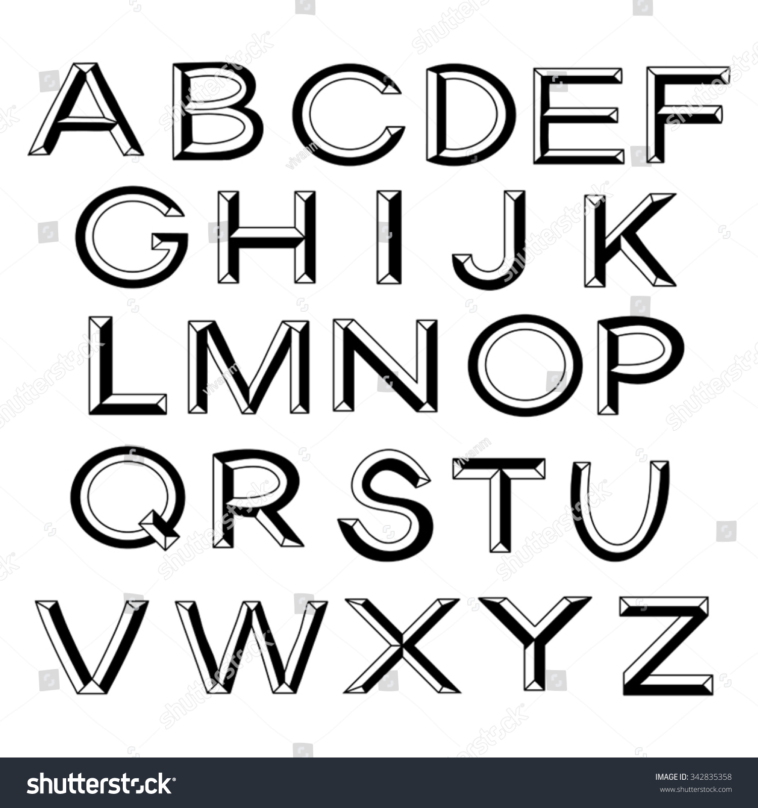 Hand-drawn 3d font. English alphabet. - Royalty Free Stock Vector ...