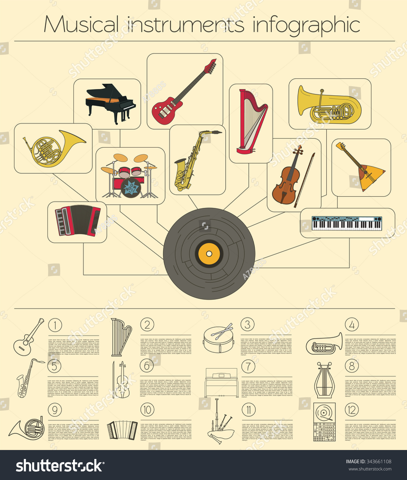 Musical instruments graphic template. All types - Royalty Free Stock ...