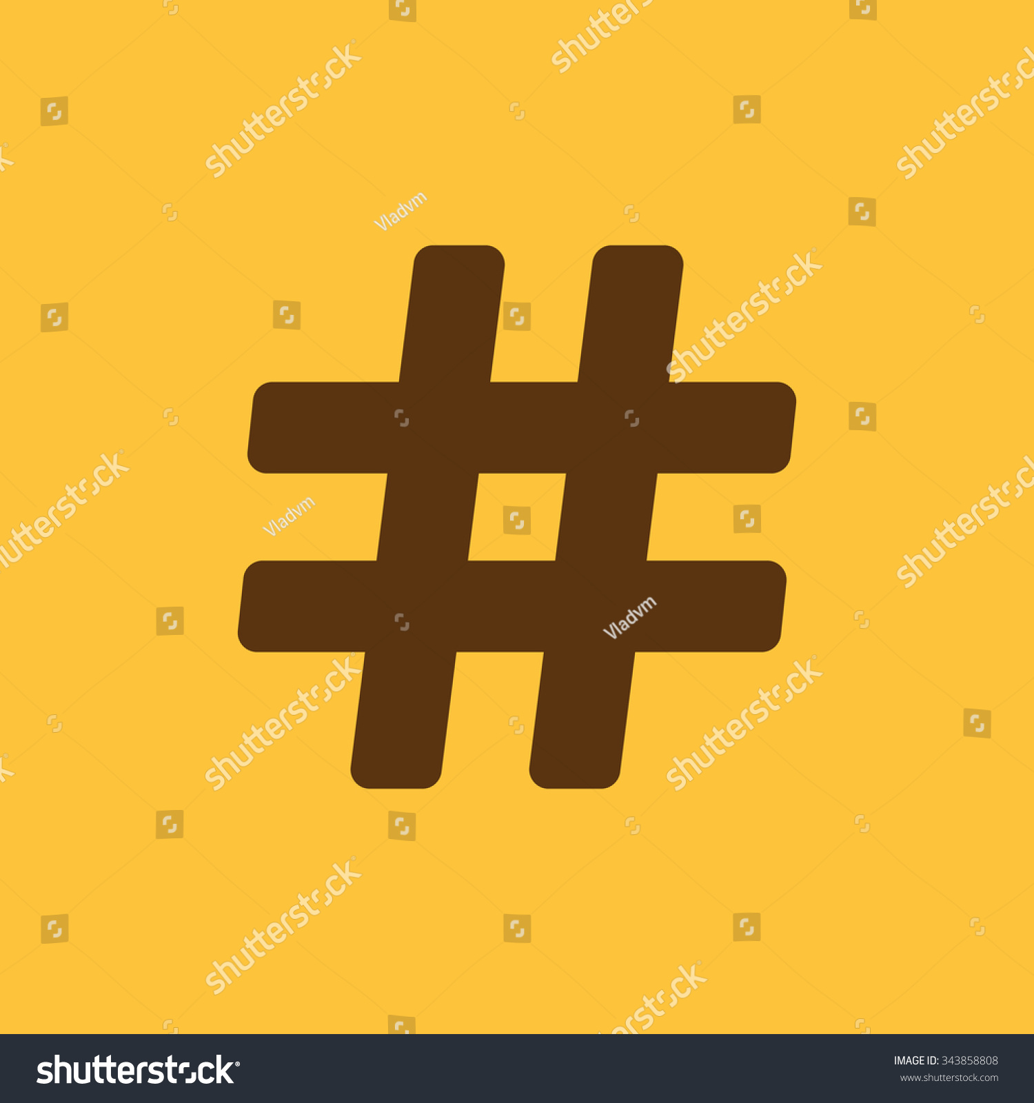 The Hash Icon Hashtag Symbol Flat Vector Royalty Free Stock Vector 343858808