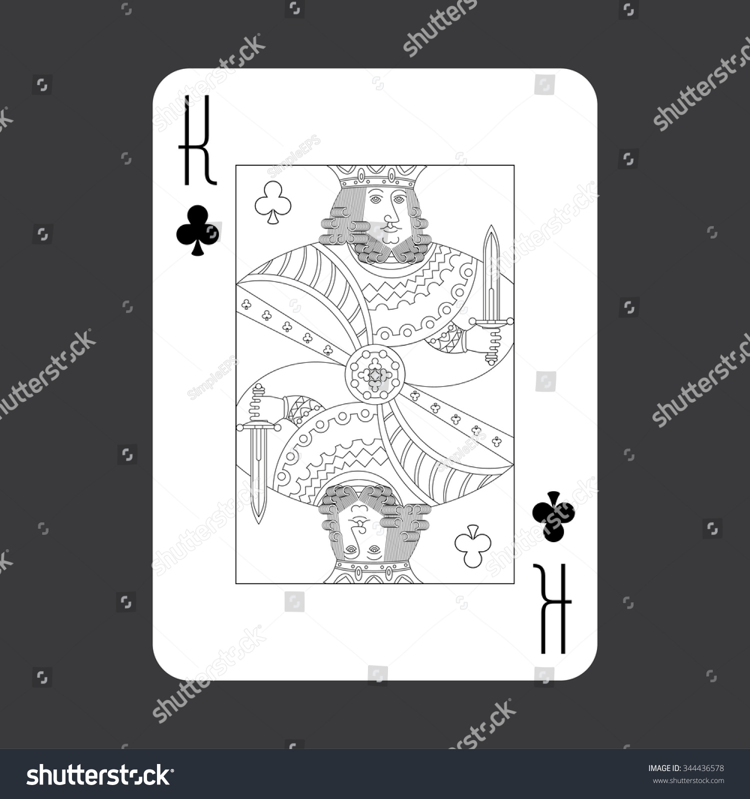 Single playing cards vector: King of Clubs - Royalty Free Stock Vector ...