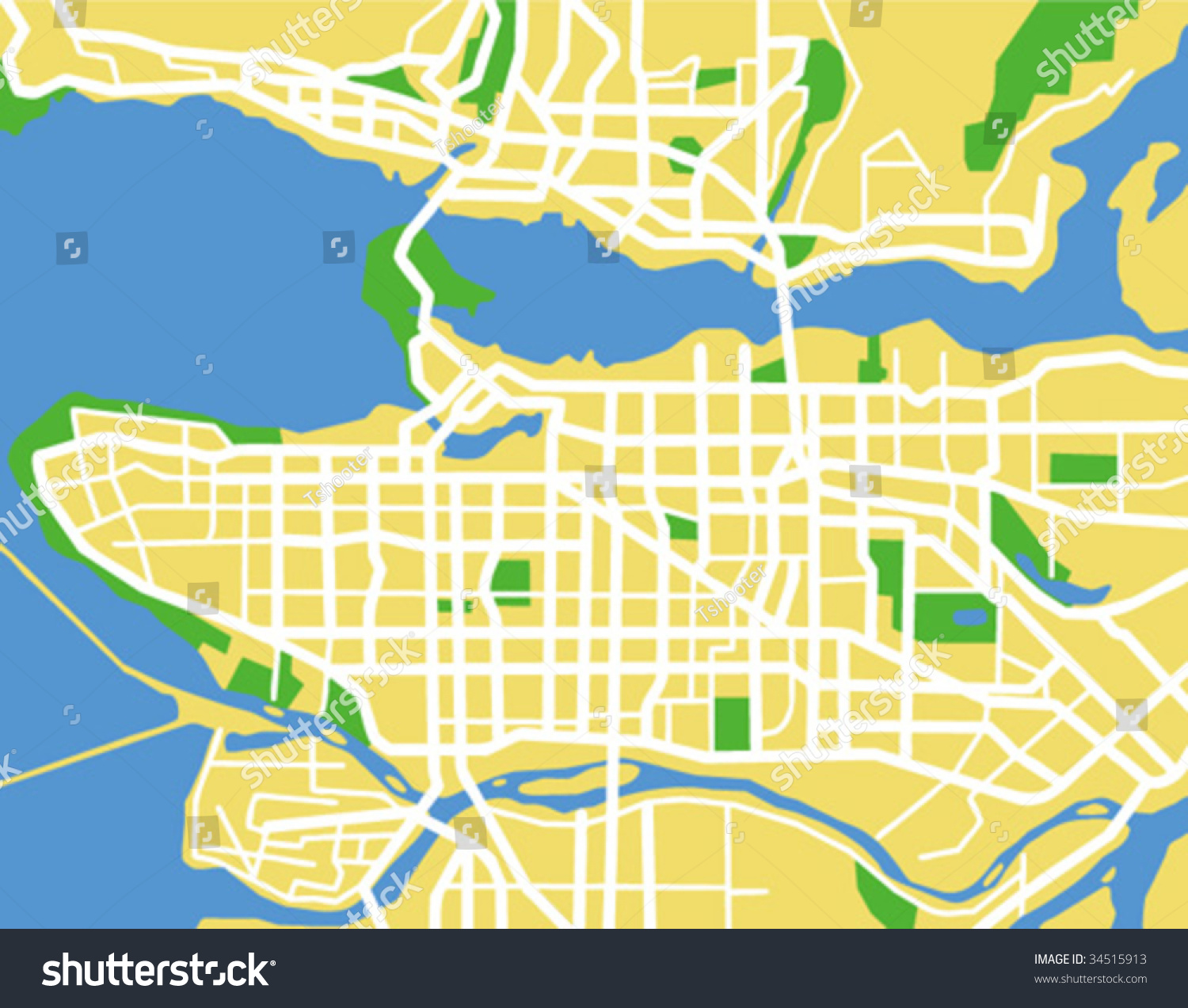 Layered editable vector streetmap of Vancouver - Royalty Free Stock ...