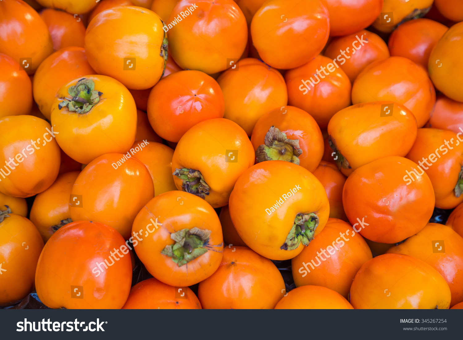 Orange persimmon kaki fruits freshly #345267254