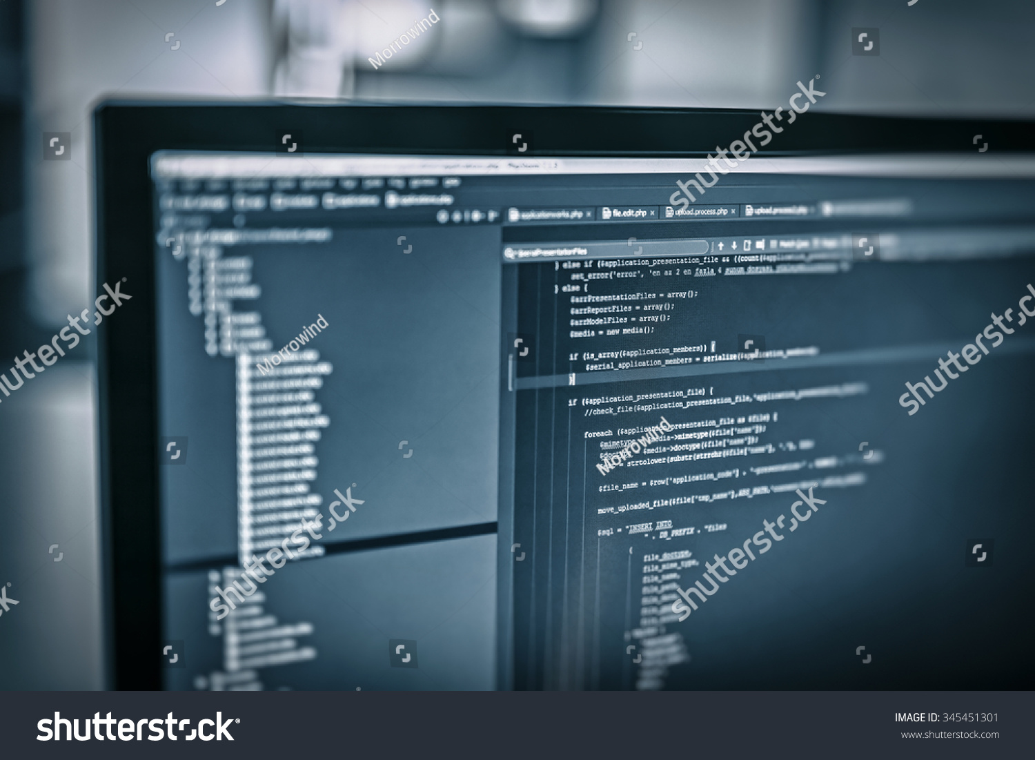 web site codes on computer monitor #345451301
