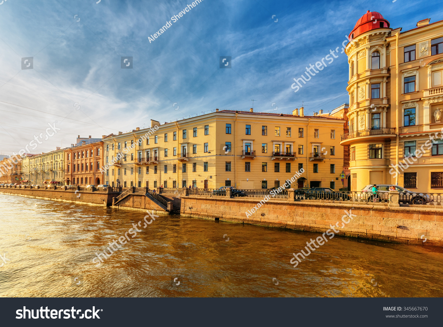 Saint Petersburg/Russia - August 13, 2015: The embankment of Griboyedov Canal #345667670
