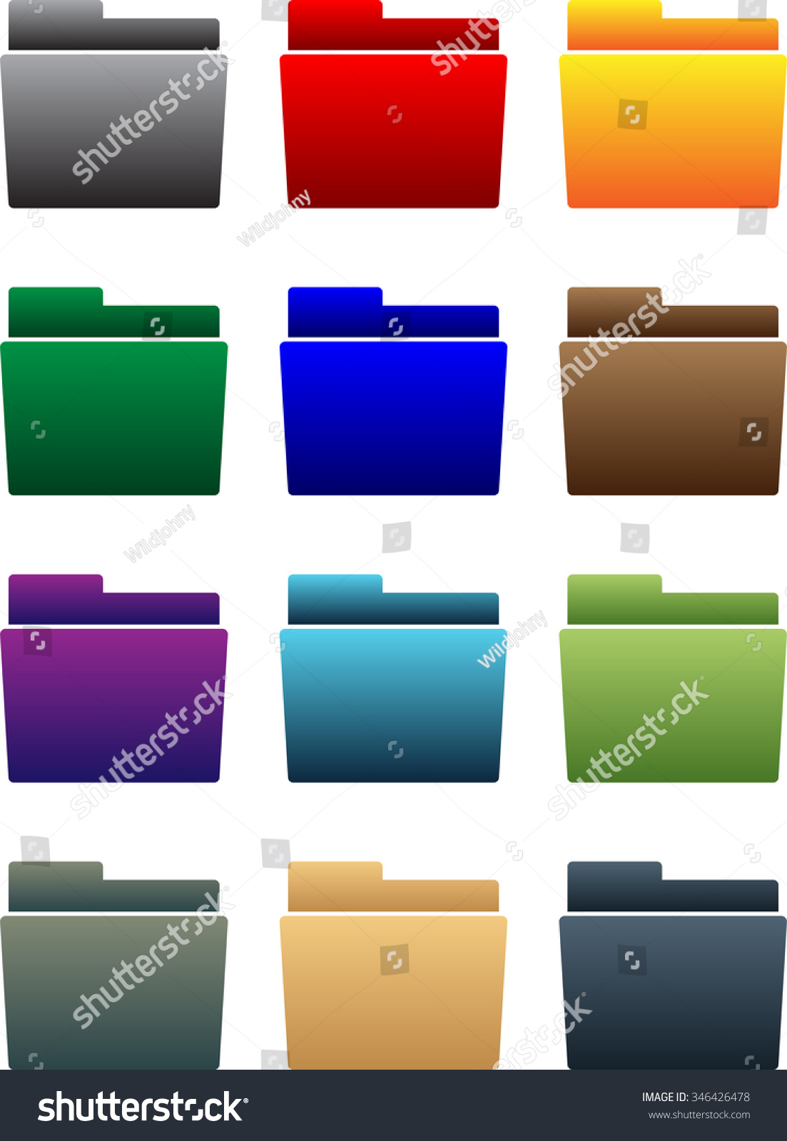 Colorful folder icon vector pack - Royalty Free Stock Vector 346426478 ...