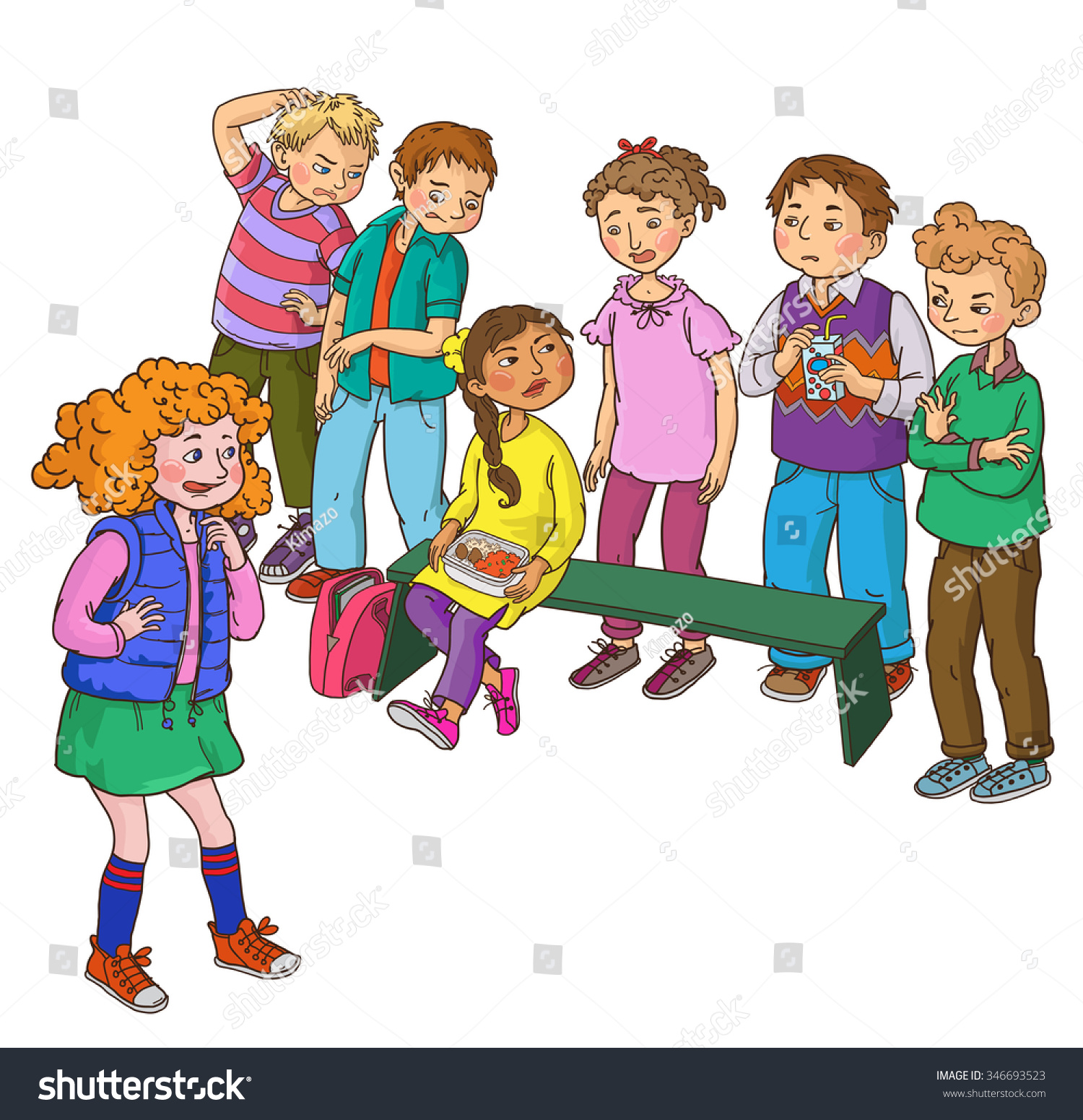 Group Of Children Gather Together Around An Royalty Free Stock Vector Avopix Com