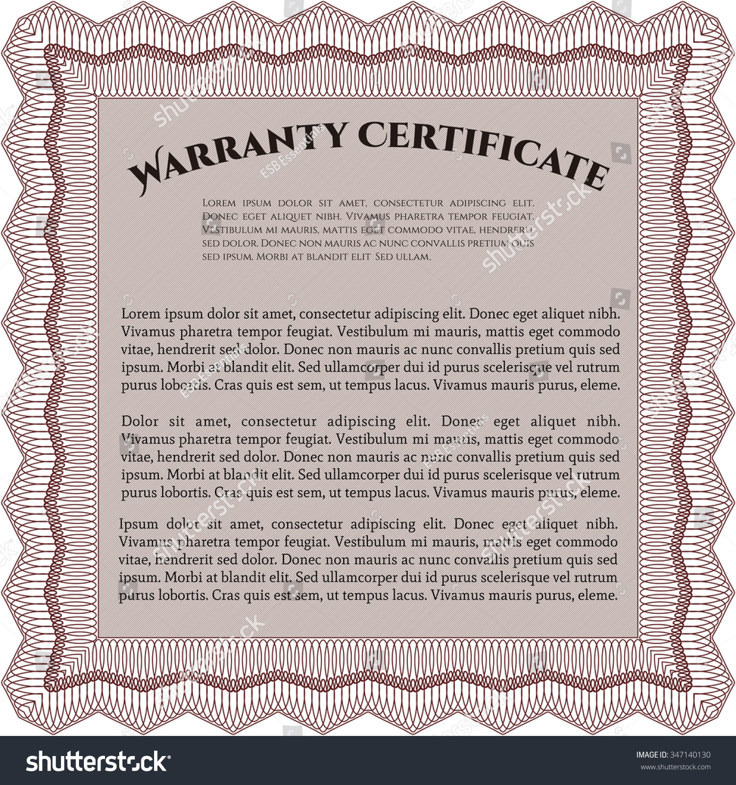 Warranty Certificate. With Complex Background. - Royalty Free Stock 