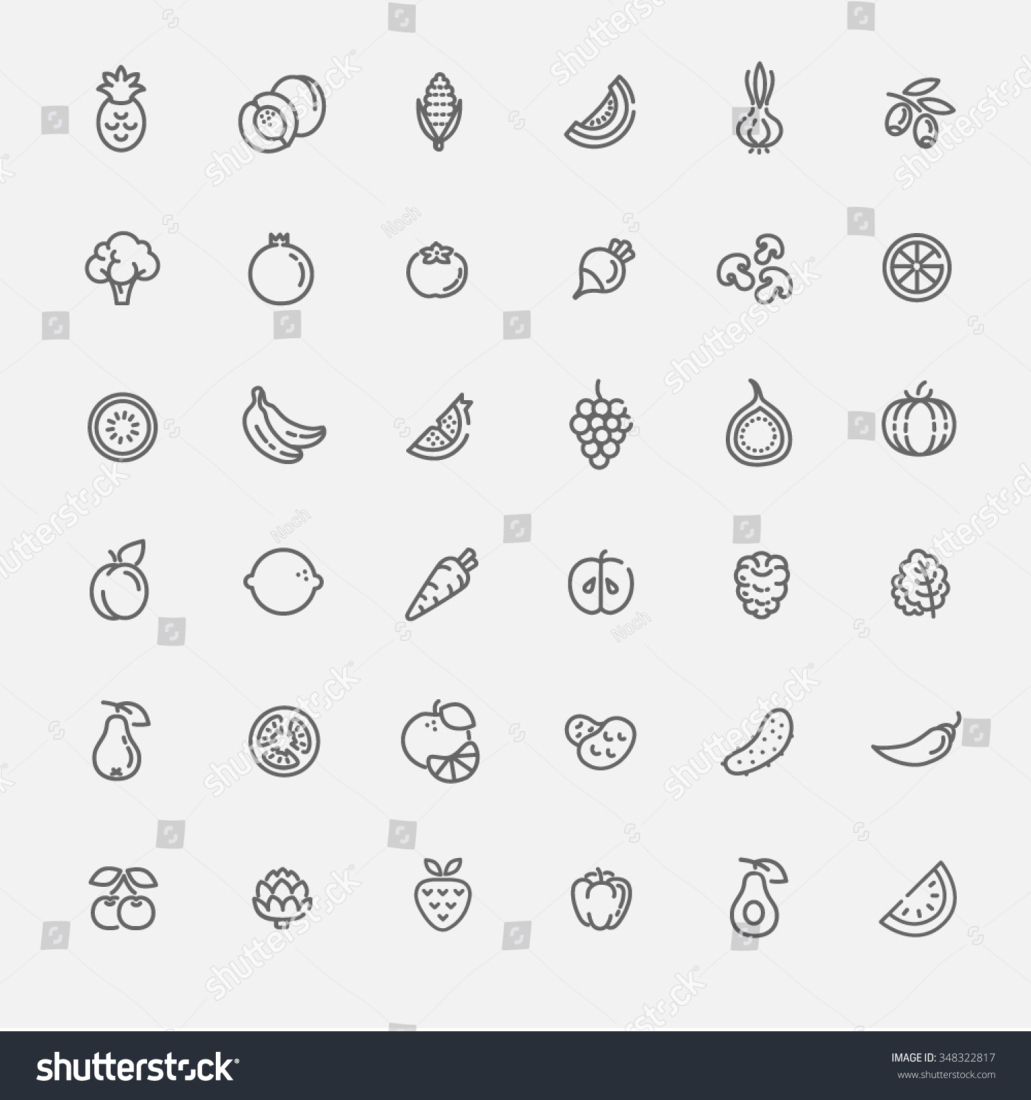 Fruit and Vegetables icon set #348322817