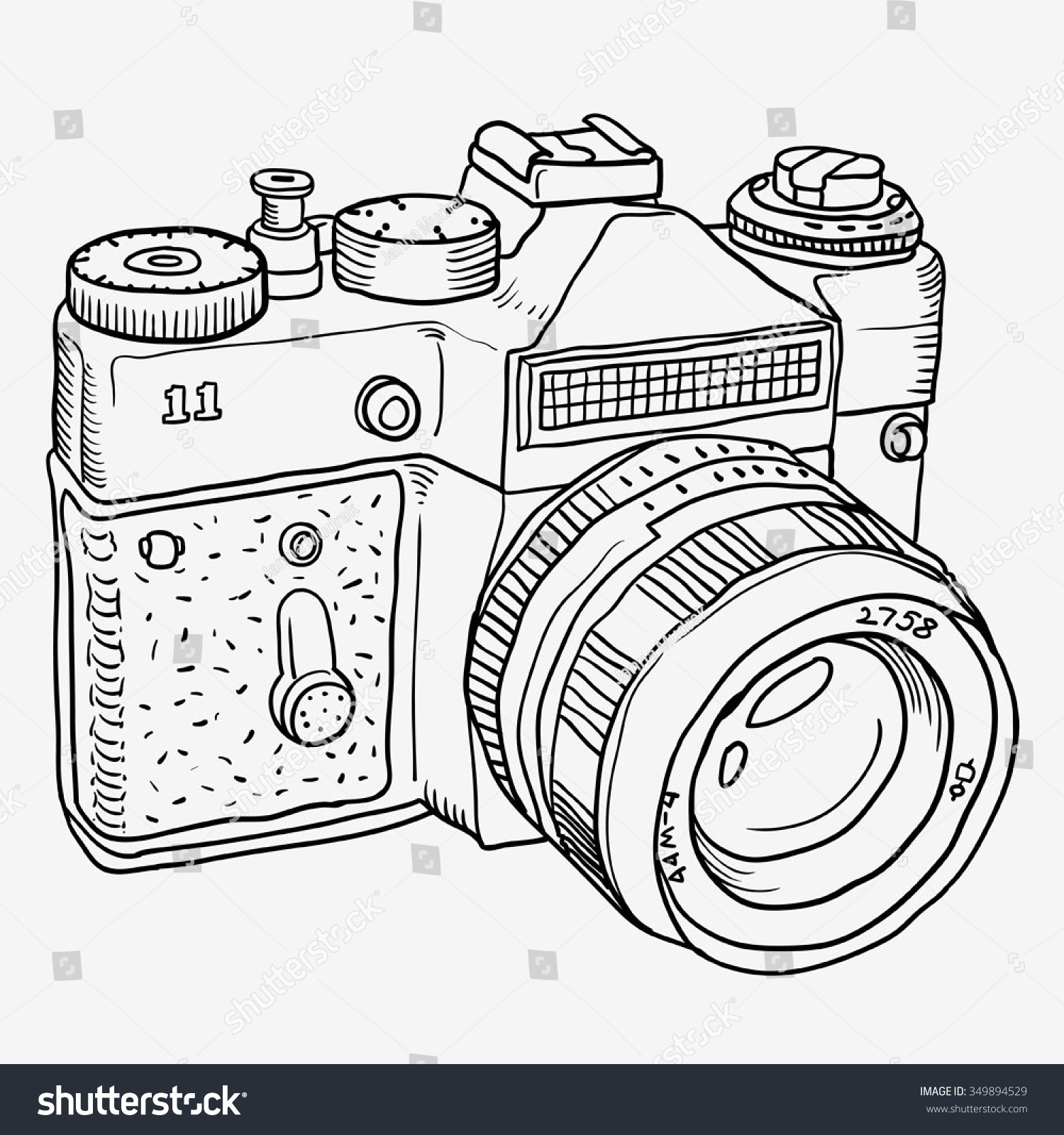 Graphics Doodle Outline Old Camera Isolated On White Background 349894529 Graphics Doodle Outline Old Camera Isolated On White Background 349894529