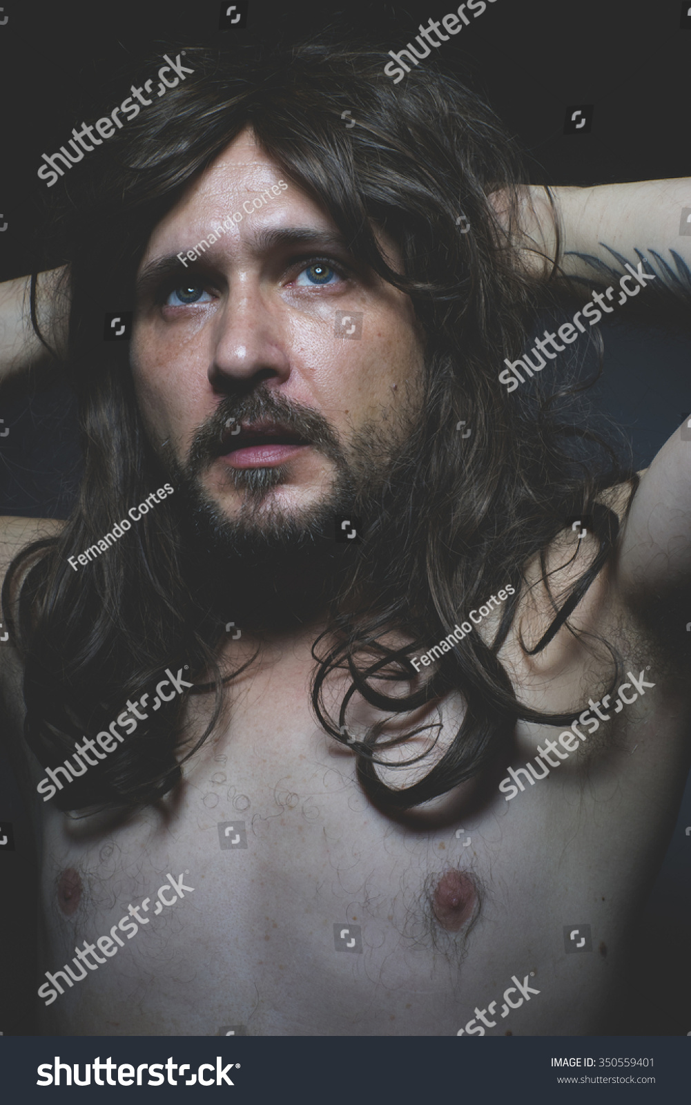 Beard Sexy Naked Man With Long Dark Hair Royalty Free Stock Photo Avopix Com