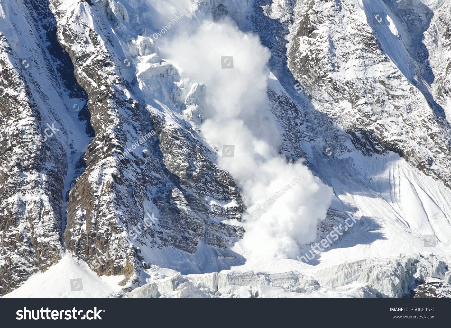 The avalanche in the Himalayas on Anapurna mountain #350664530