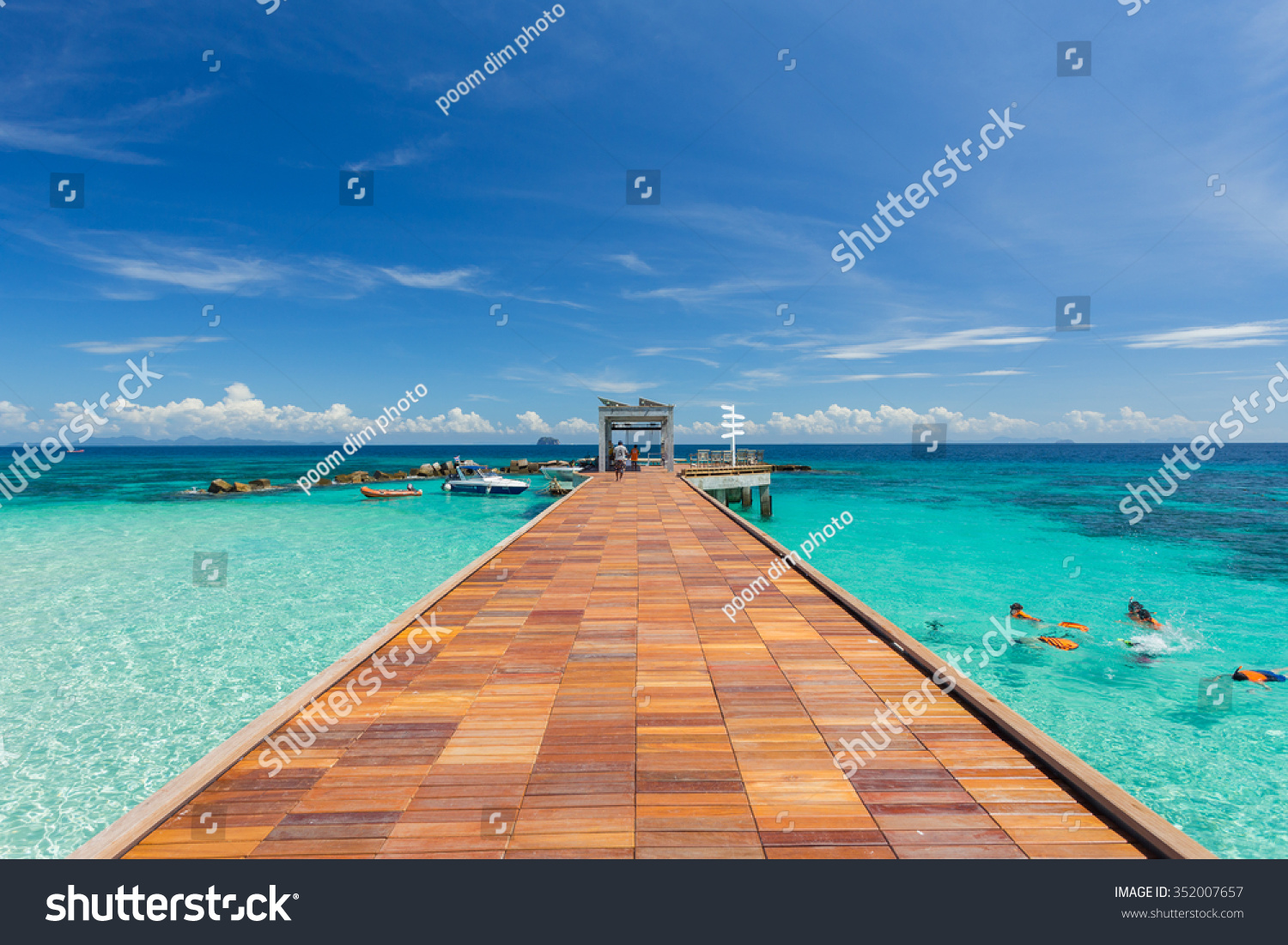Summer, Travel, Vacation and Holiday concept - Wooden pier in Maiton Phuket Thailand #352007657