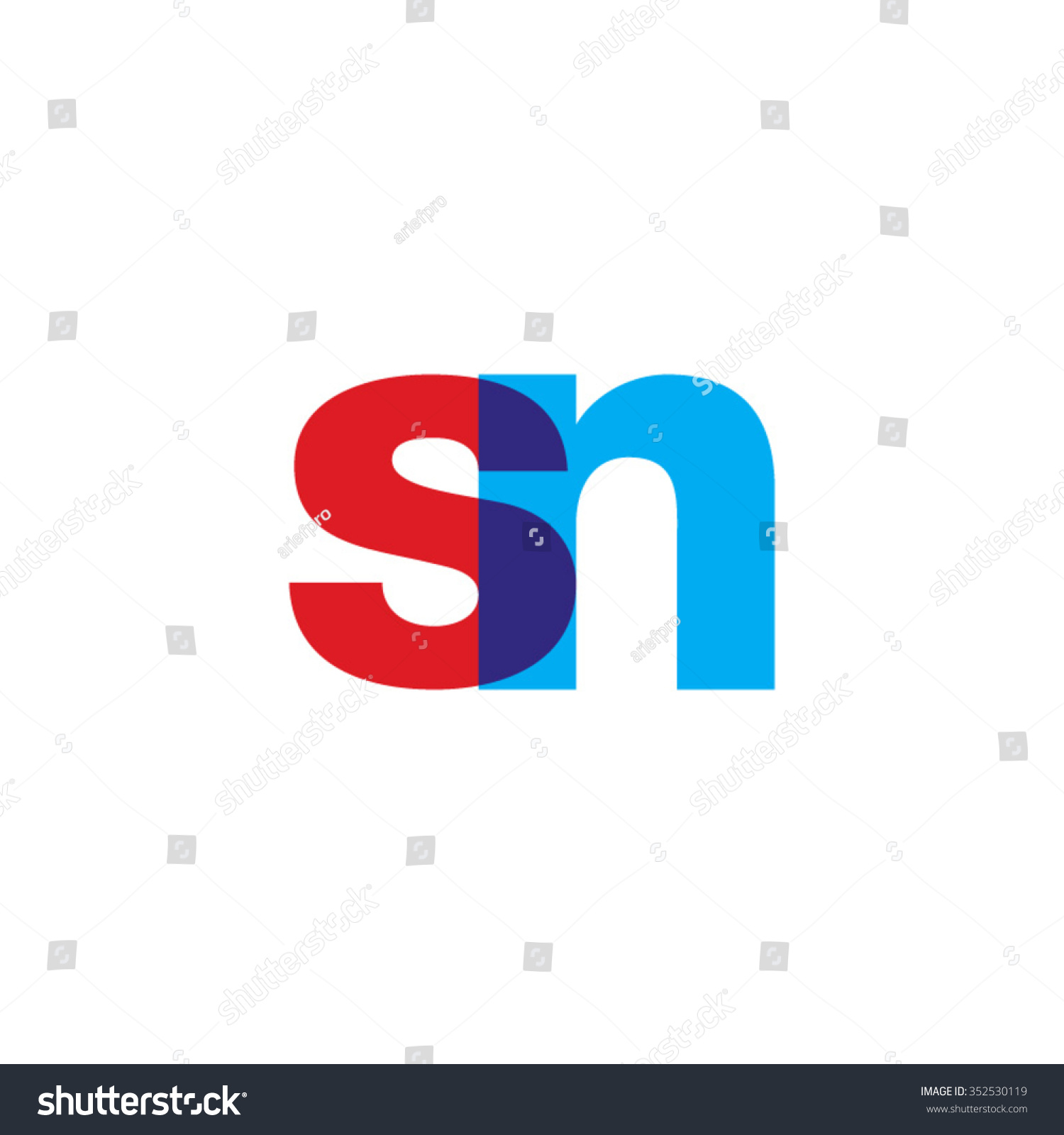 lowercase sn logo, red blue overlap transparent - Royalty Free Stock ...